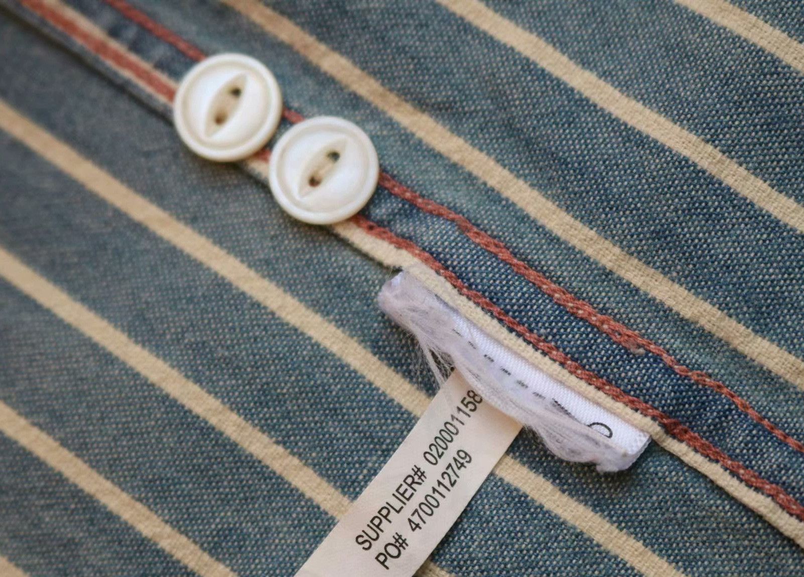RRL Ralph Lauren RRL Vintage Washed Blue White Stripe Work Shirt Size US S / EU 44-46 / 1 - 9 Thumbnail