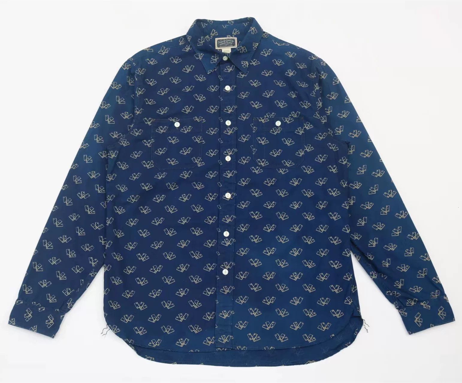 RRL Ralph Lauren RRL Vintage Indigo Poker Print Western Shirt Size US L / EU 52-54 / 3 - 3 Thumbnail