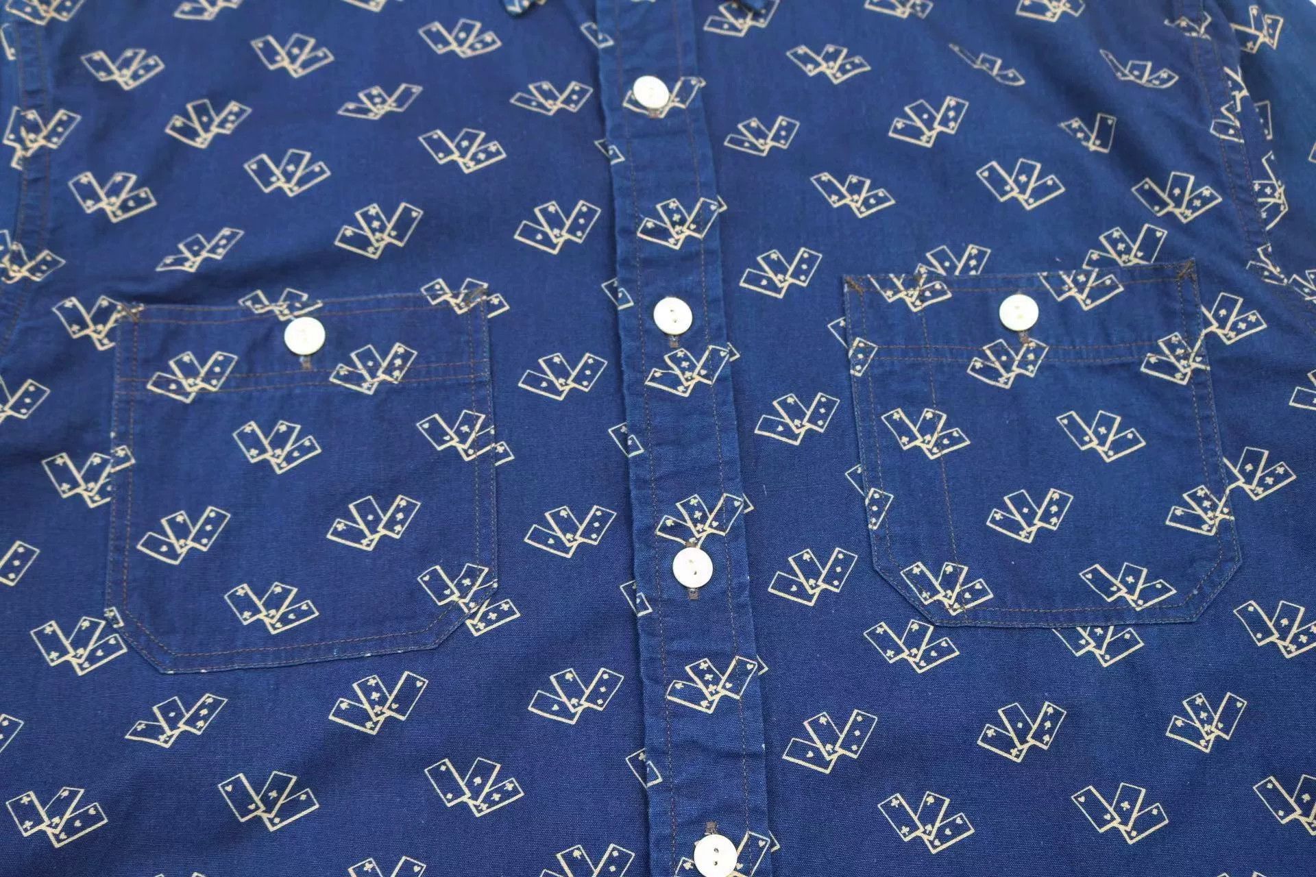 RRL Ralph Lauren RRL Vintage Indigo Poker Print Western Shirt Size US L / EU 52-54 / 3 - 6 Thumbnail