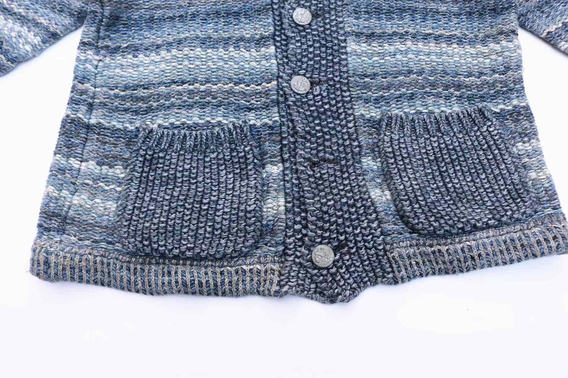 RRL Ralph Lauren RRL Vintage Indigo Stripe Sweater Cardigan Size US M / EU 48-50 / 2 - 4 Thumbnail