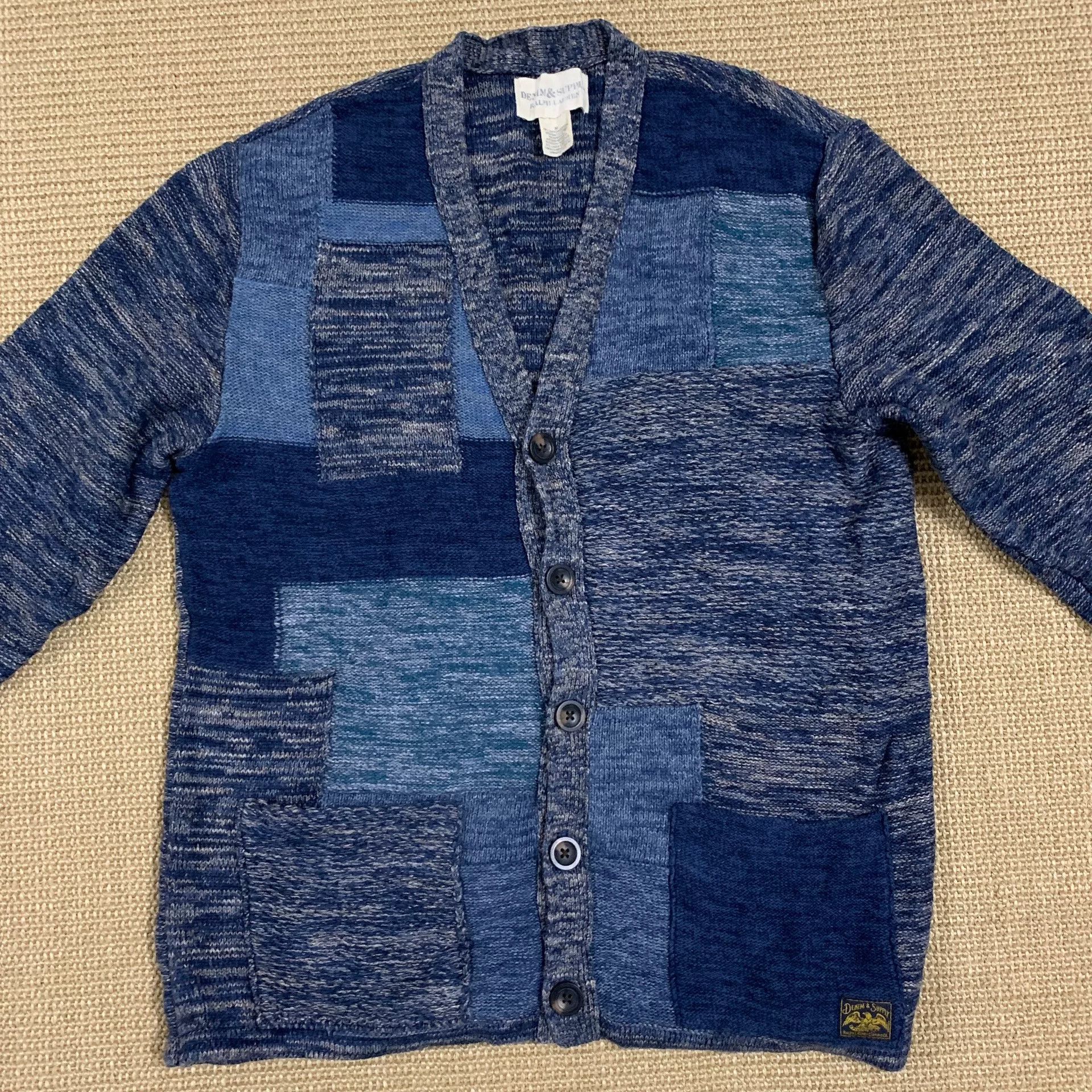 RRL Ralph Lauren Ralph Lauren Denim Supply Indigo Patchwork Cardigan Size US M / EU 48-50 / 2 - 2 Thumbnail