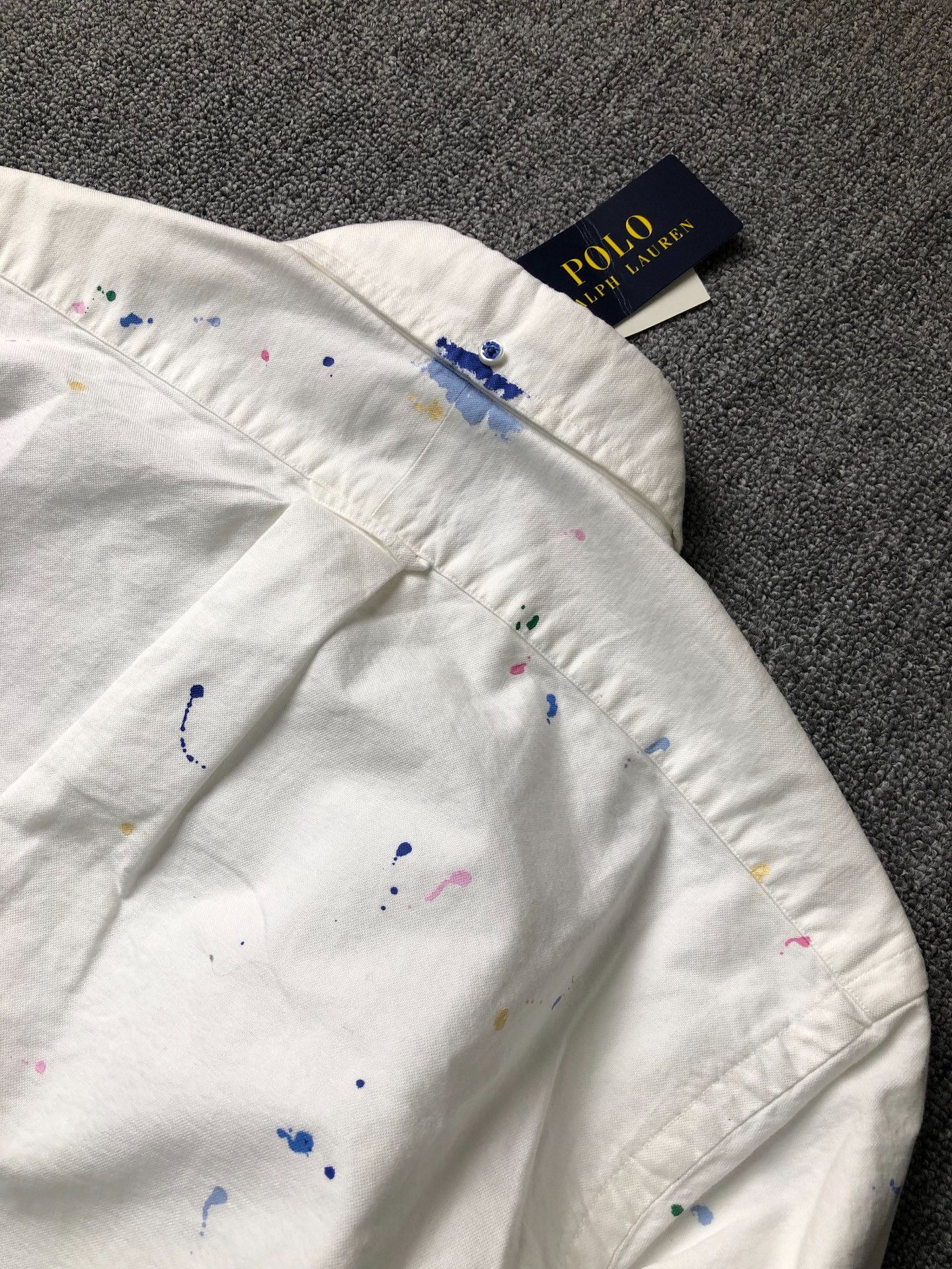 Polo Ralph Lauren Polo Ralph Lauren White Splatter Oxford Shirt Size US S / EU 44-46 / 1 - 9 Thumbnail
