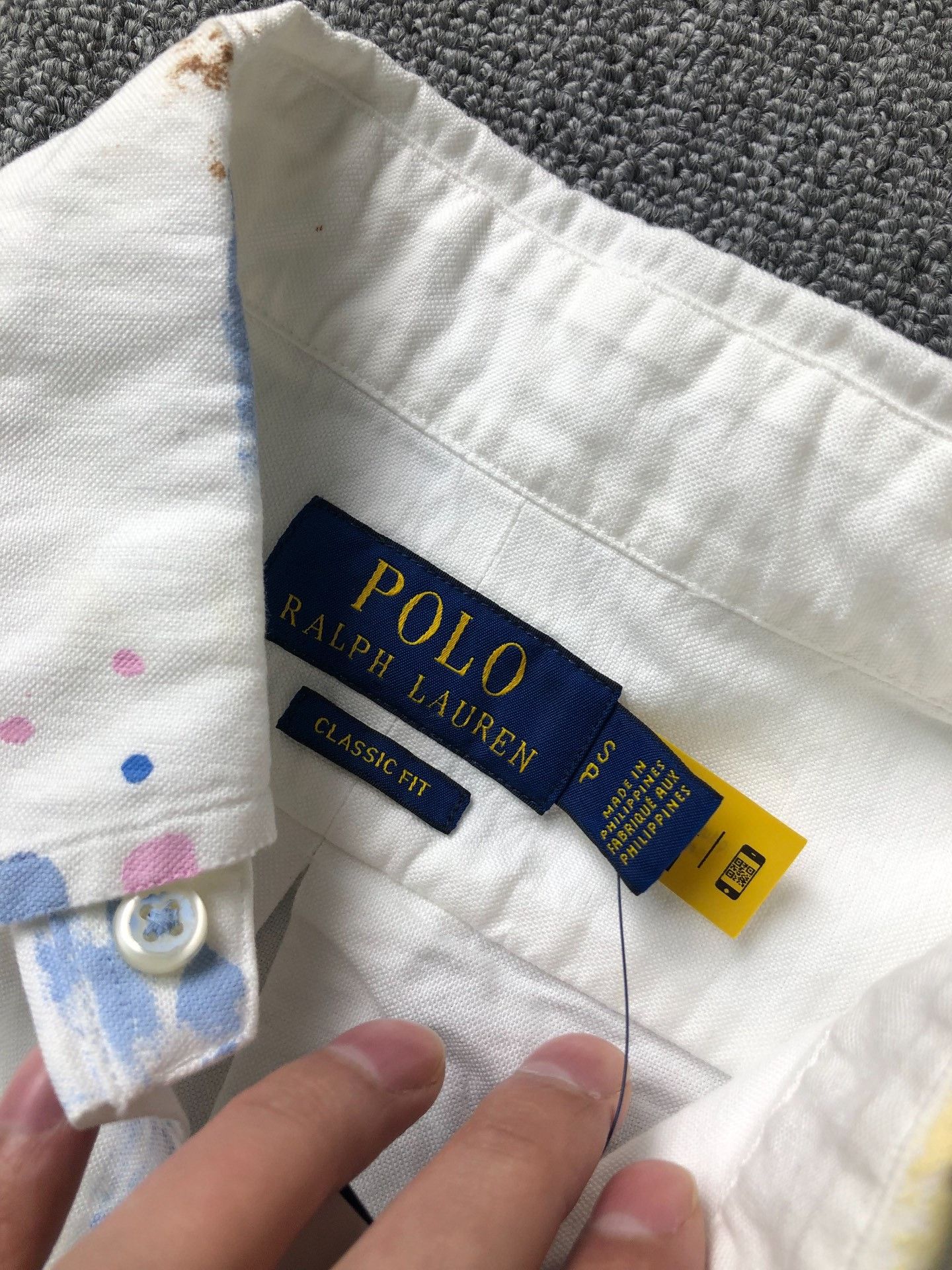 Polo Ralph Lauren Polo Ralph Lauren White Splatter Oxford Shirt Size US S / EU 44-46 / 1 - 5 Thumbnail