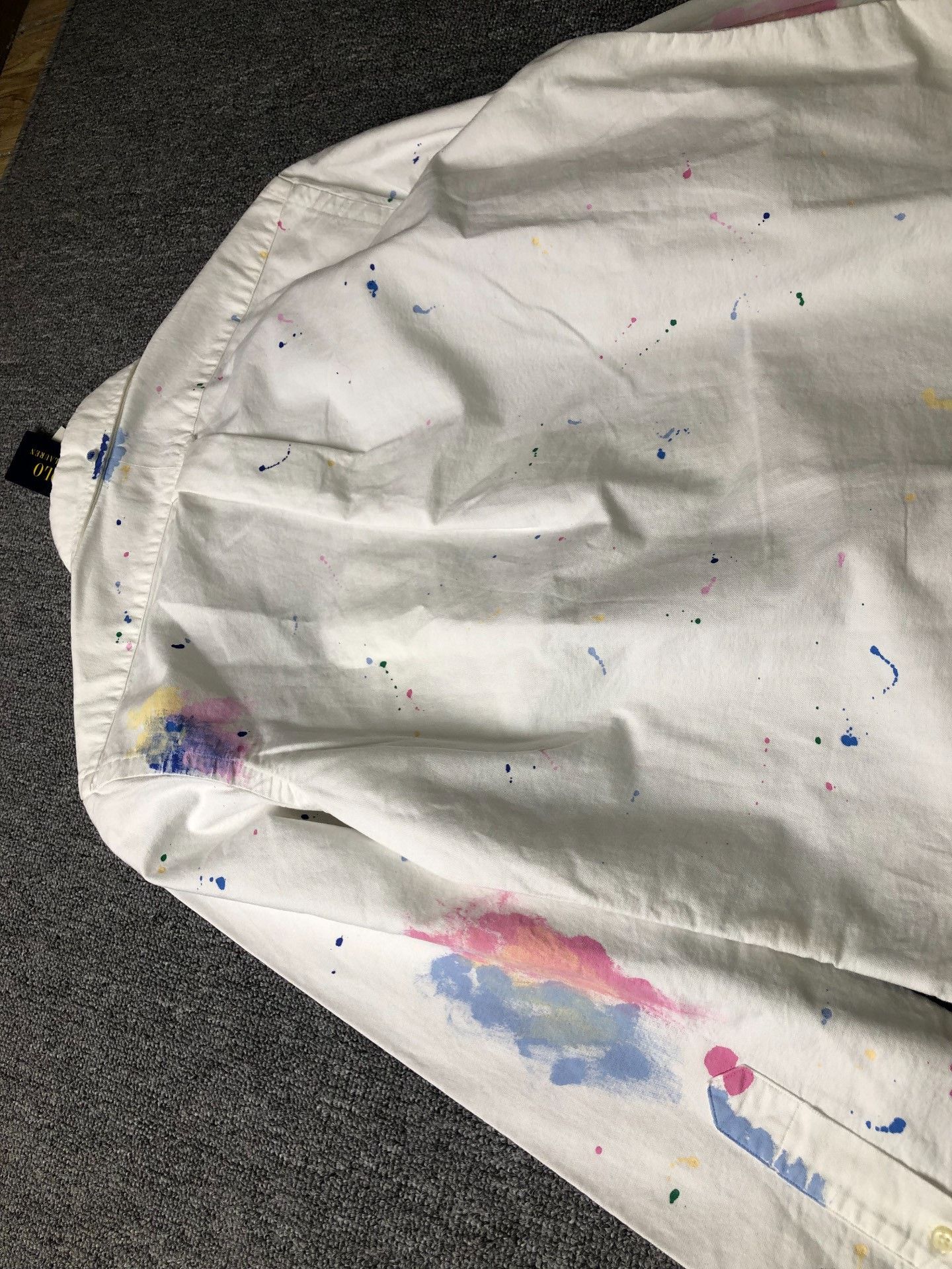 Polo Ralph Lauren Polo Ralph Lauren White Splatter Oxford Shirt Size US S / EU 44-46 / 1 - 7 Thumbnail