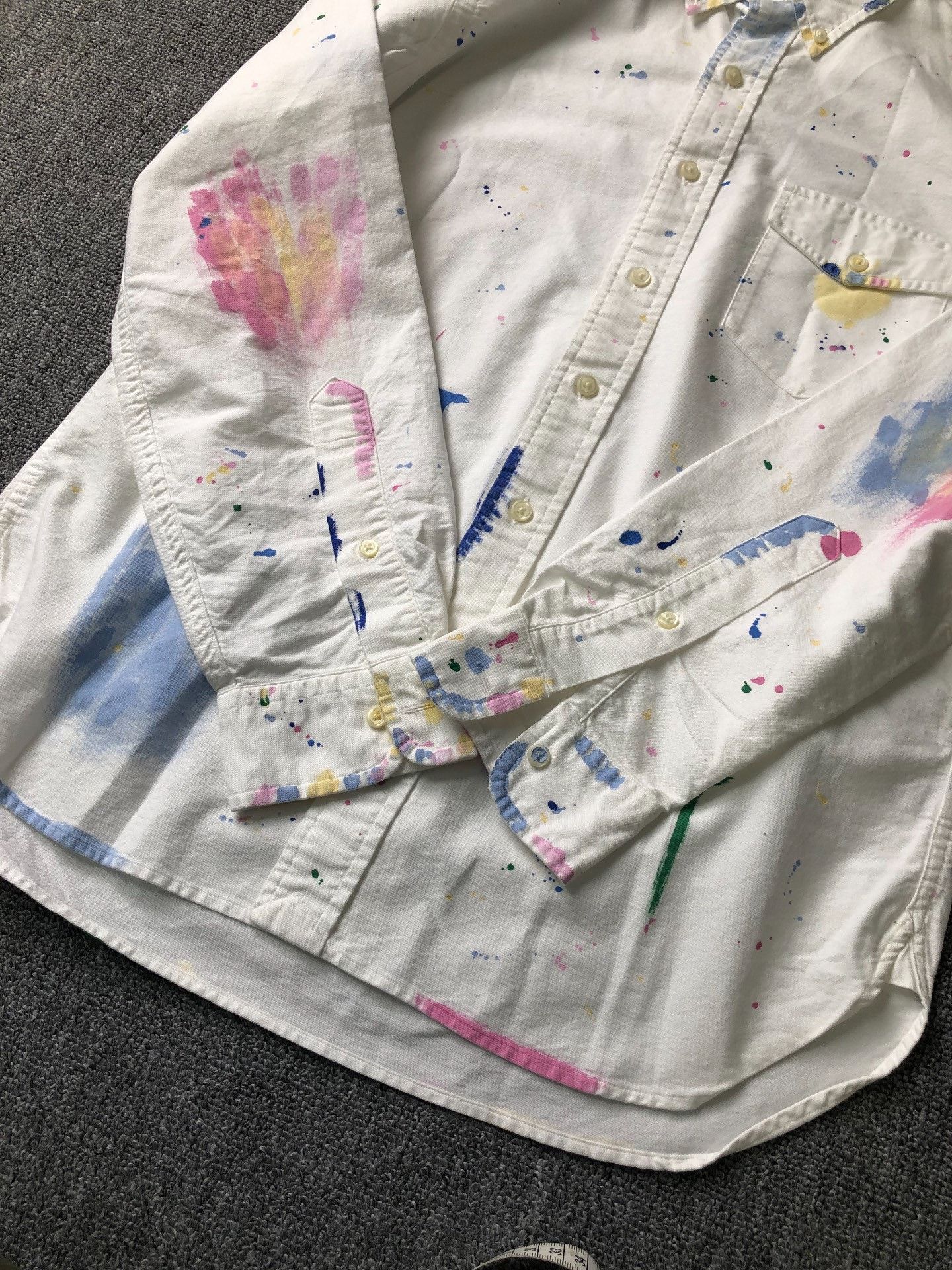 Polo Ralph Lauren Polo Ralph Lauren White Splatter Oxford Shirt Size US S / EU 44-46 / 1 - 3 Thumbnail