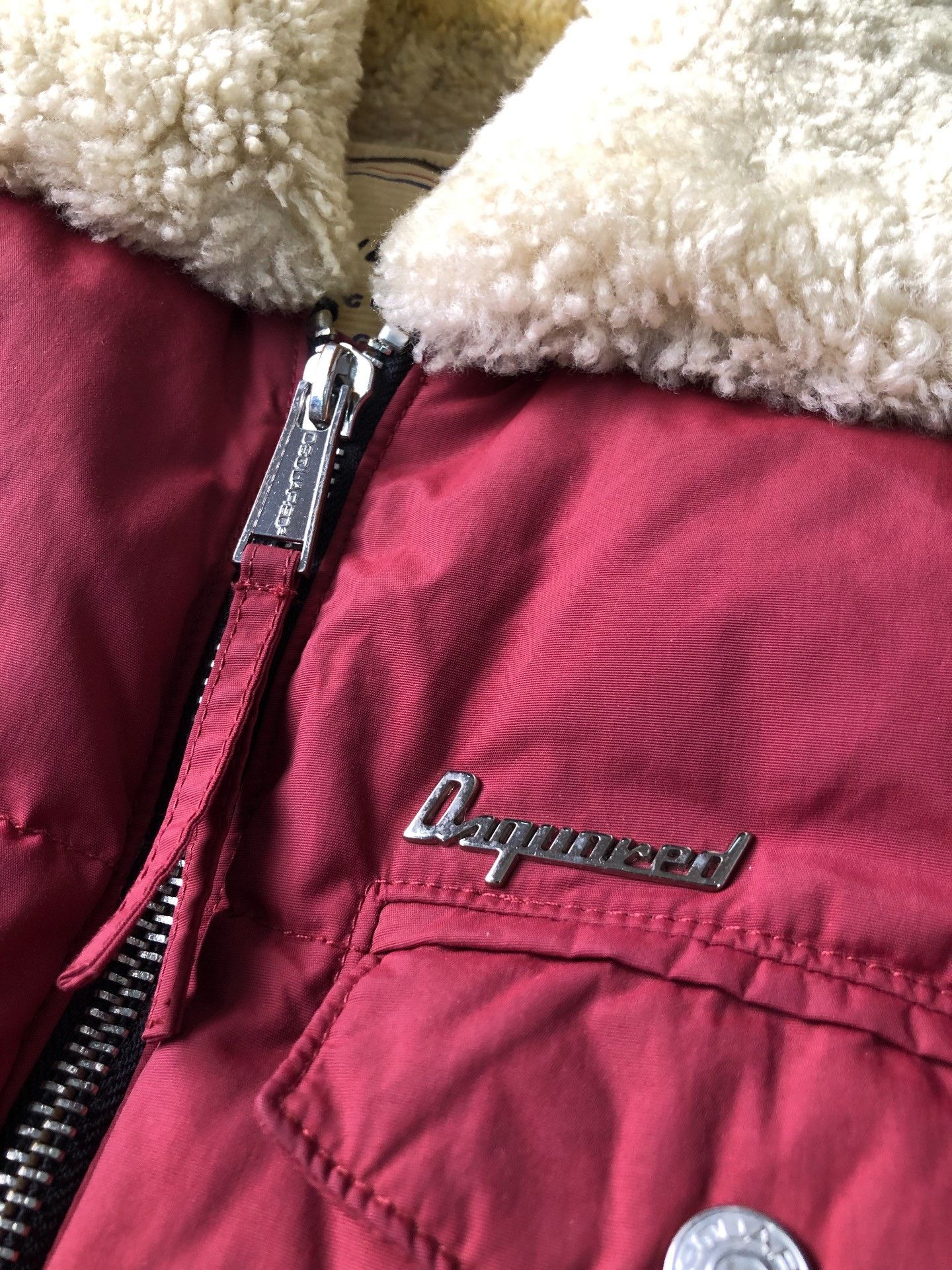 Dsquared2 Dsquared2 Red Shearling Collar Vintage Down Jacket Size US M / EU 48-50 / 2 - 3 Thumbnail