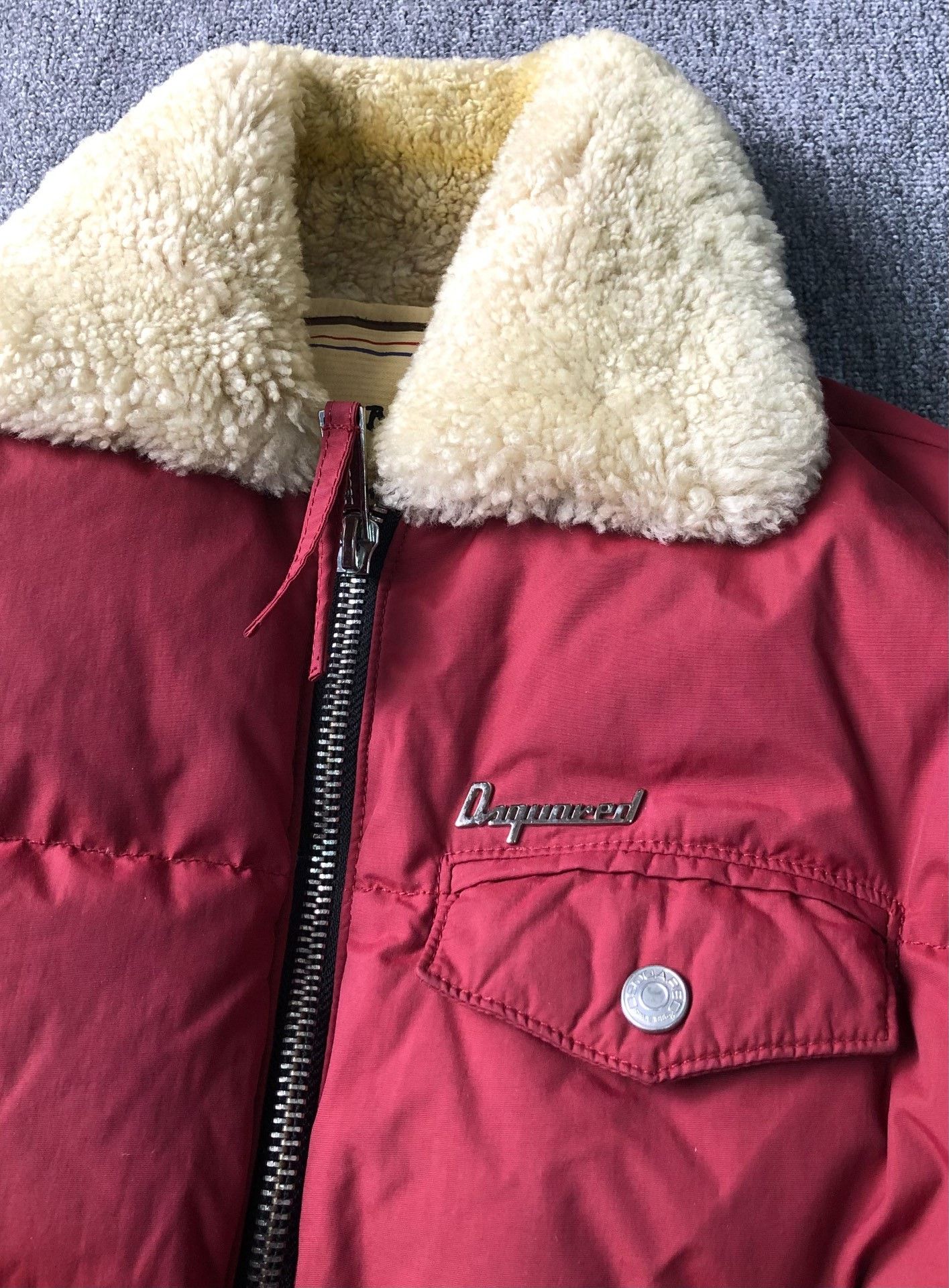 Dsquared2 Dsquared2 Red Shearling Collar Vintage Down Jacket Size US M / EU 48-50 / 2 - 2 Thumbnail