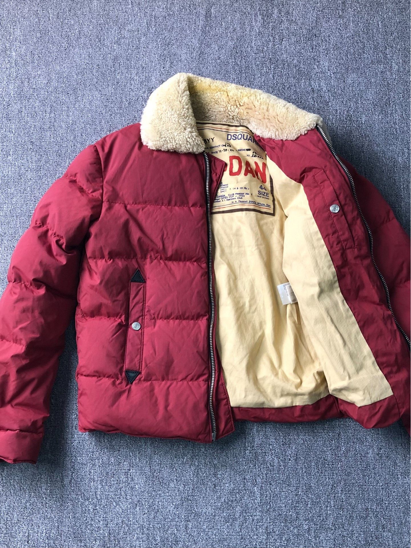 Dsquared2 Dsquared2 Red Shearling Collar Vintage Down Jacket Size US M / EU 48-50 / 2 - 6 Thumbnail