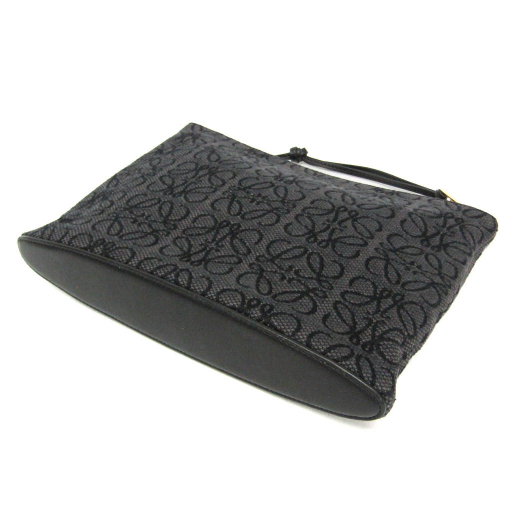 Loewe Loewe Anagram Oblong C730C63X15 Women,Men Cotton,Leather Clutch Bag,Pouch Black Size ONE SIZE - 3 Thumbnail