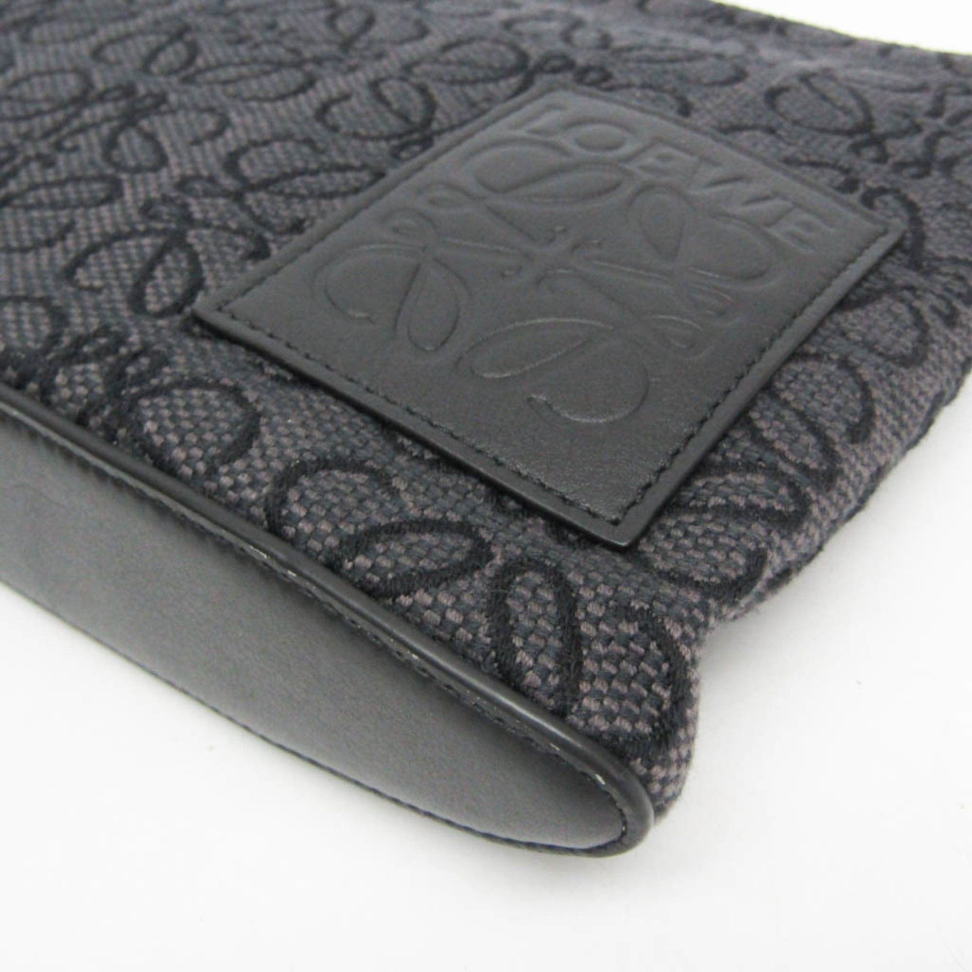 Loewe Loewe Anagram Oblong C730C63X15 Women,Men Cotton,Leather Clutch Bag,Pouch Black Size ONE SIZE - 5 Thumbnail