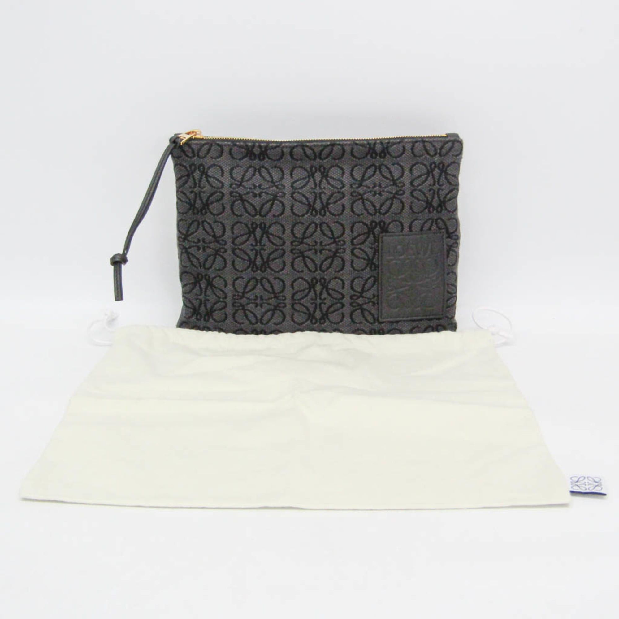 Loewe Loewe Anagram Oblong C730C63X15 Women,Men Cotton,Leather Clutch Bag,Pouch Black Size ONE SIZE - 2 Thumbnail