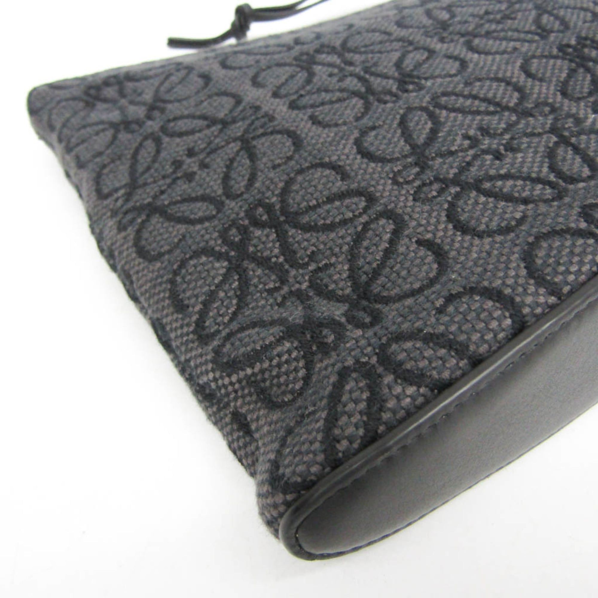 Loewe Loewe Anagram Oblong C730C63X15 Women,Men Cotton,Leather Clutch Bag,Pouch Black Size ONE SIZE - 7 Thumbnail