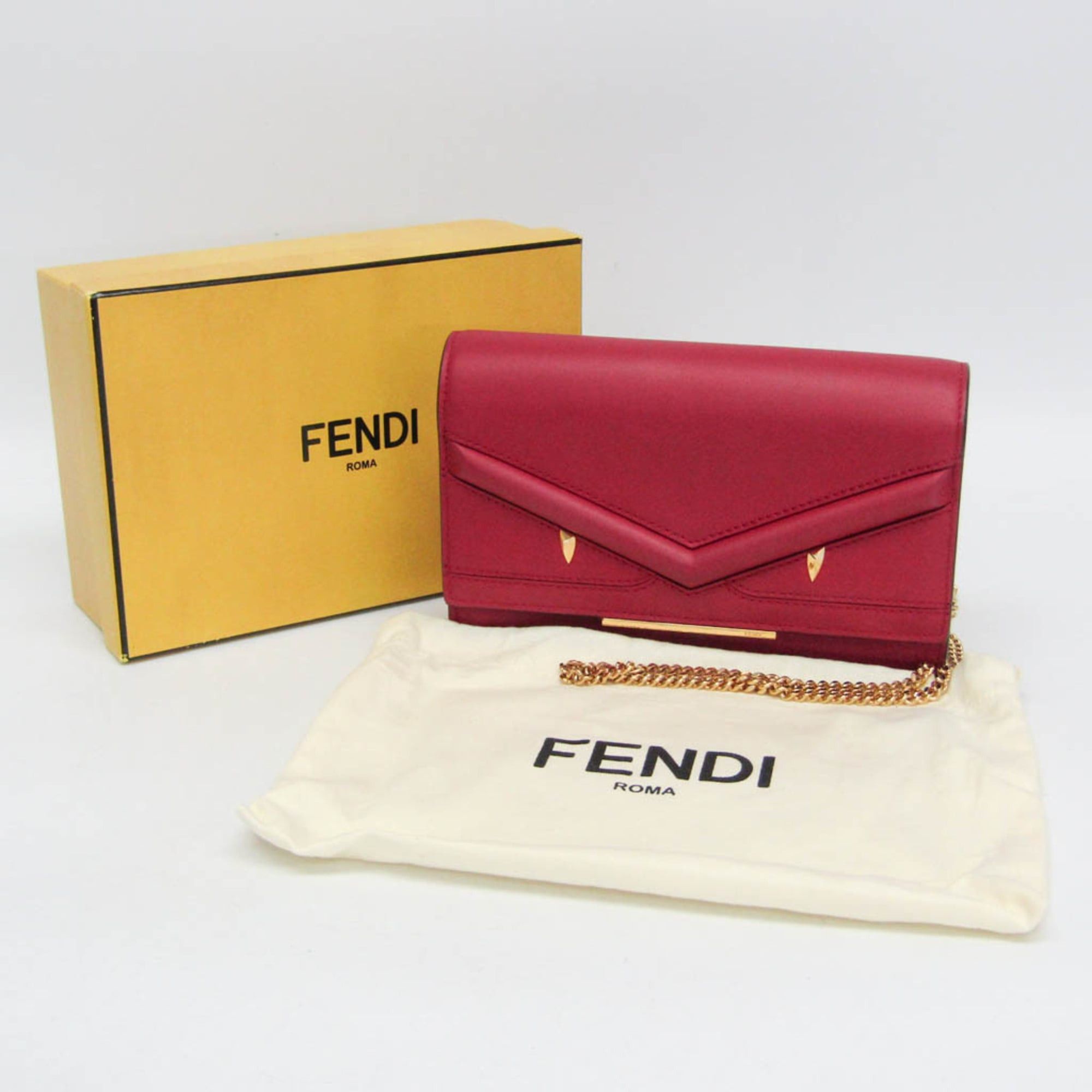 Fendi Fendi Bag Bugs 8M0346 Women's Leather Chain/Shoulder Wallet Red Color Size ONE SIZE - 2 Thumbnail