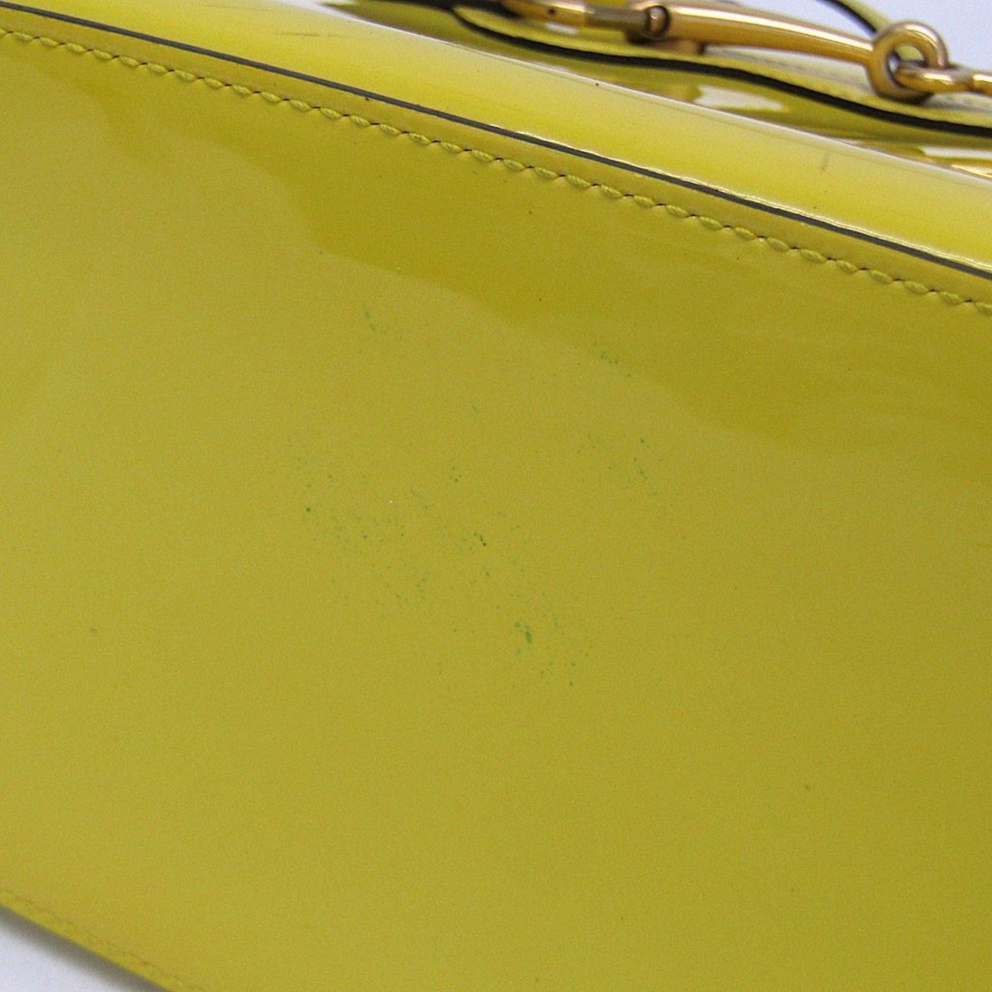 Gucci Gucci Horsebit CHINA EXCLUSIVE 371925 Women's Patent Leather Handbag,Shoulder Bag Yellow Size ONE SIZE - 9 Thumbnail