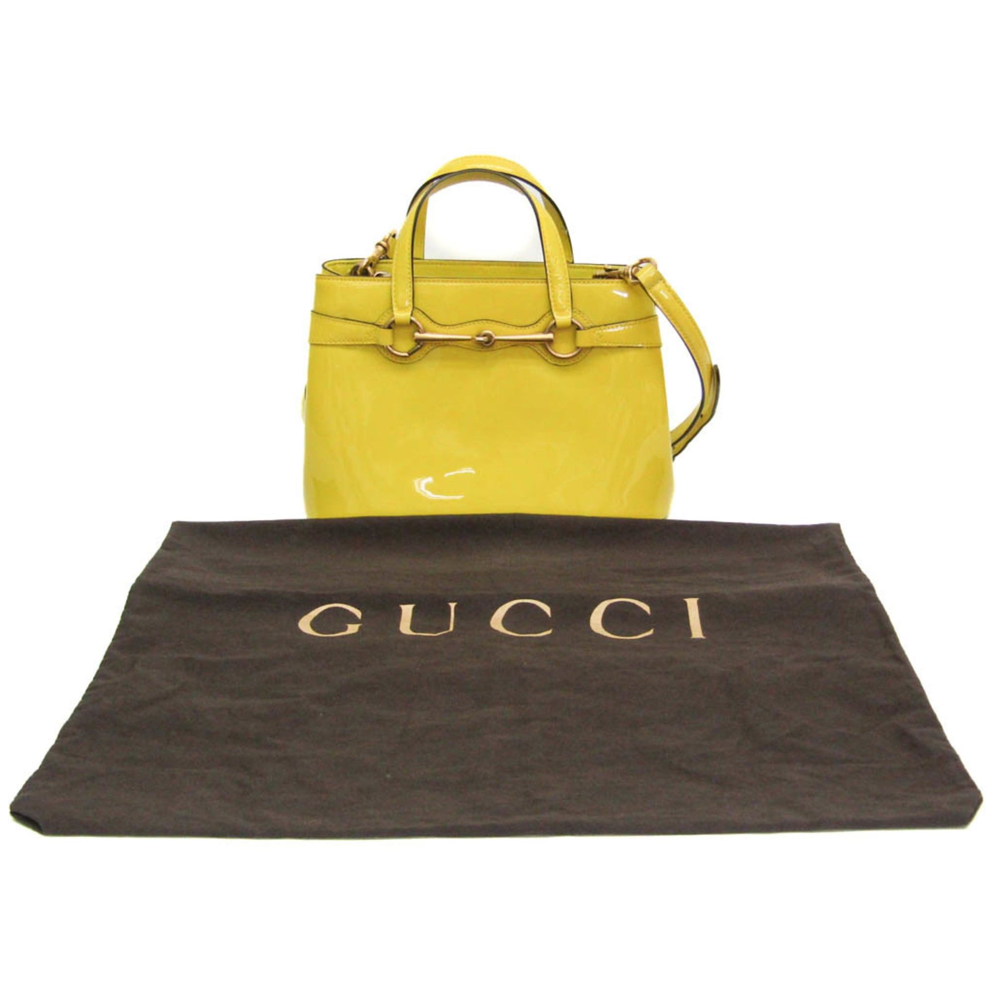 Gucci Gucci Horsebit CHINA EXCLUSIVE 371925 Women's Patent Leather Handbag,Shoulder Bag Yellow Size ONE SIZE - 2 Thumbnail