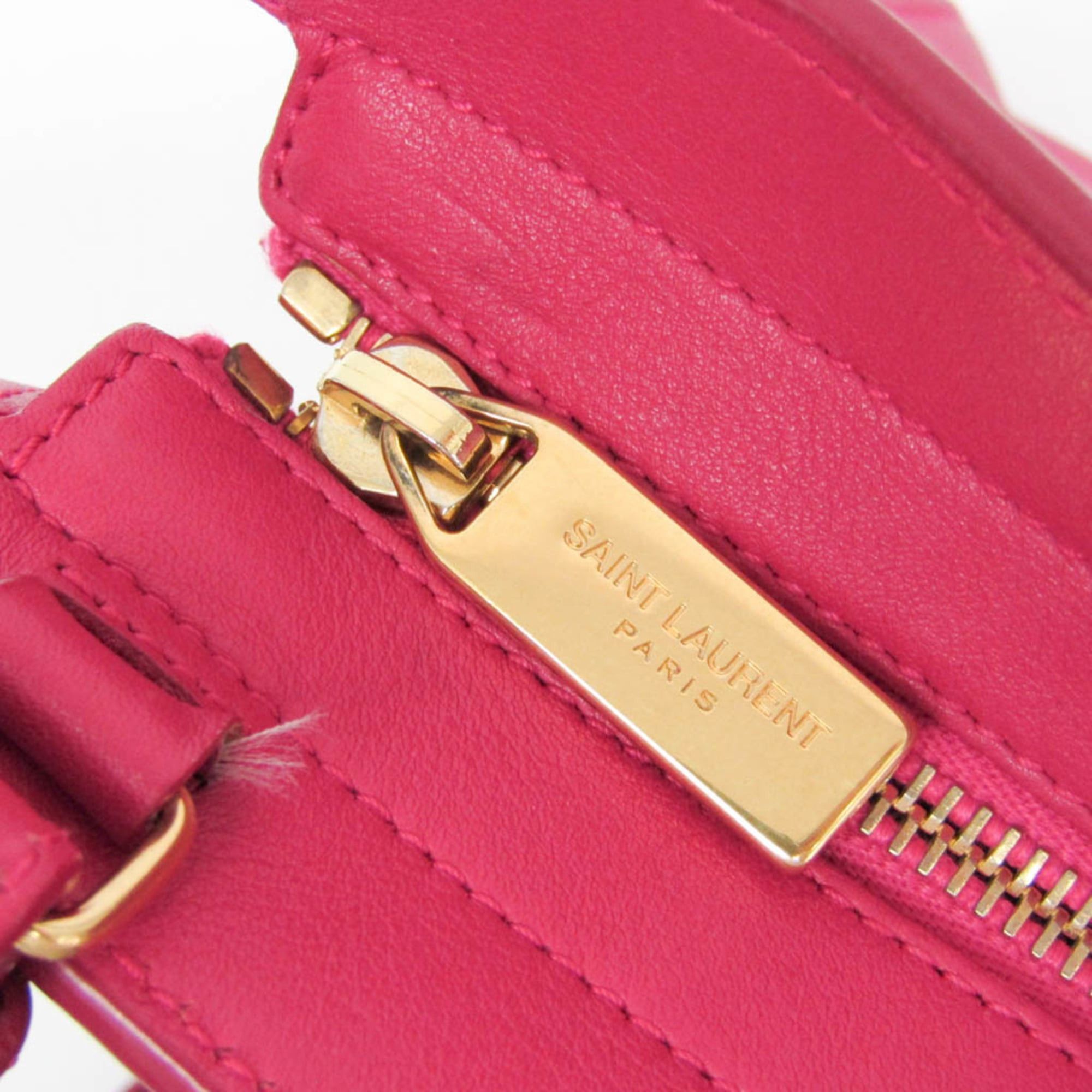 Saint Laurent Paris Saint Laurent Petit Bus 311210 Women's Leather Handbag,Shoulder Bag Pink Size ONE SIZE - 13 Thumbnail