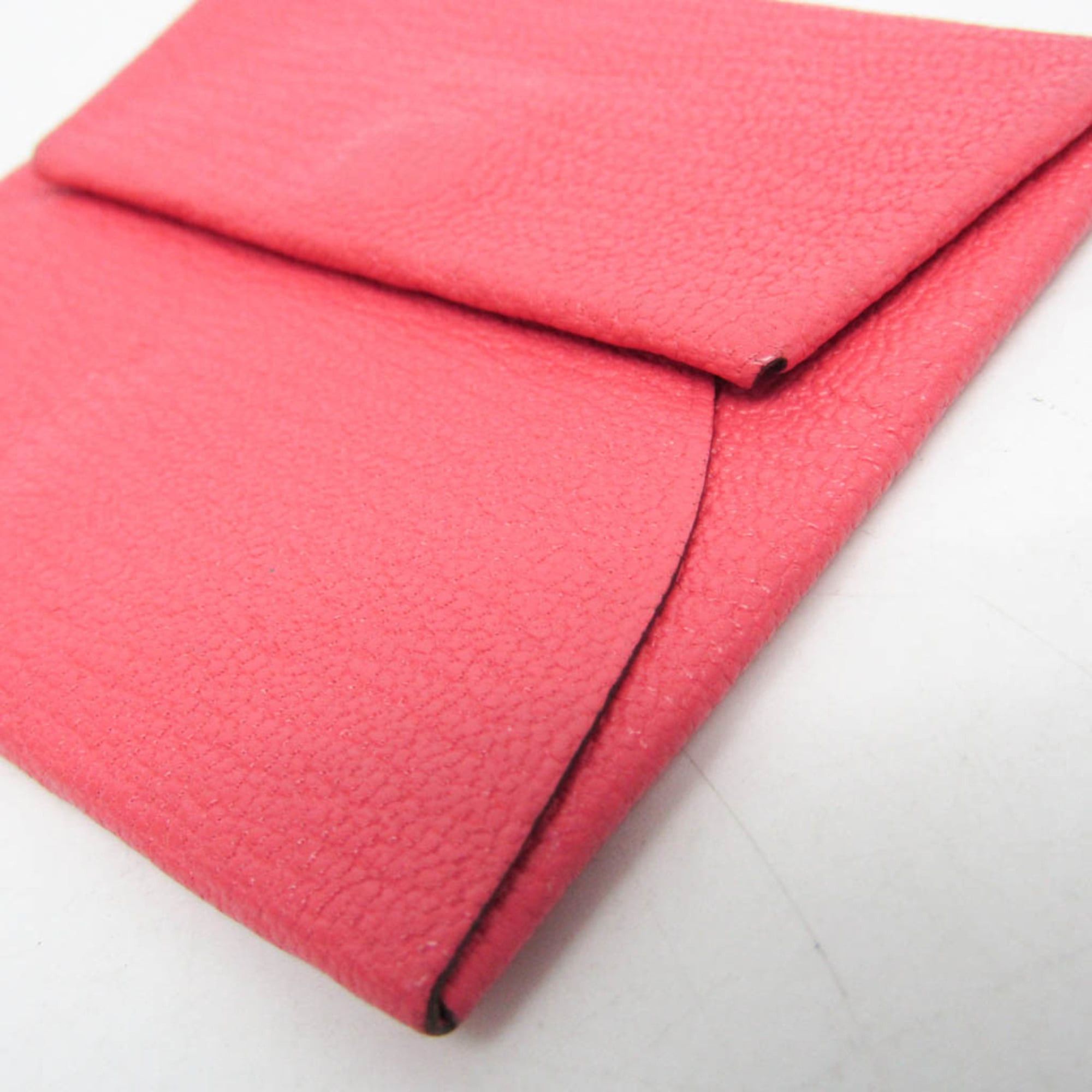 Hermes Hermes Bastia Men,Women Chevre Leather Coin Purse/coin Case Pink Size ONE SIZE - 6 Thumbnail
