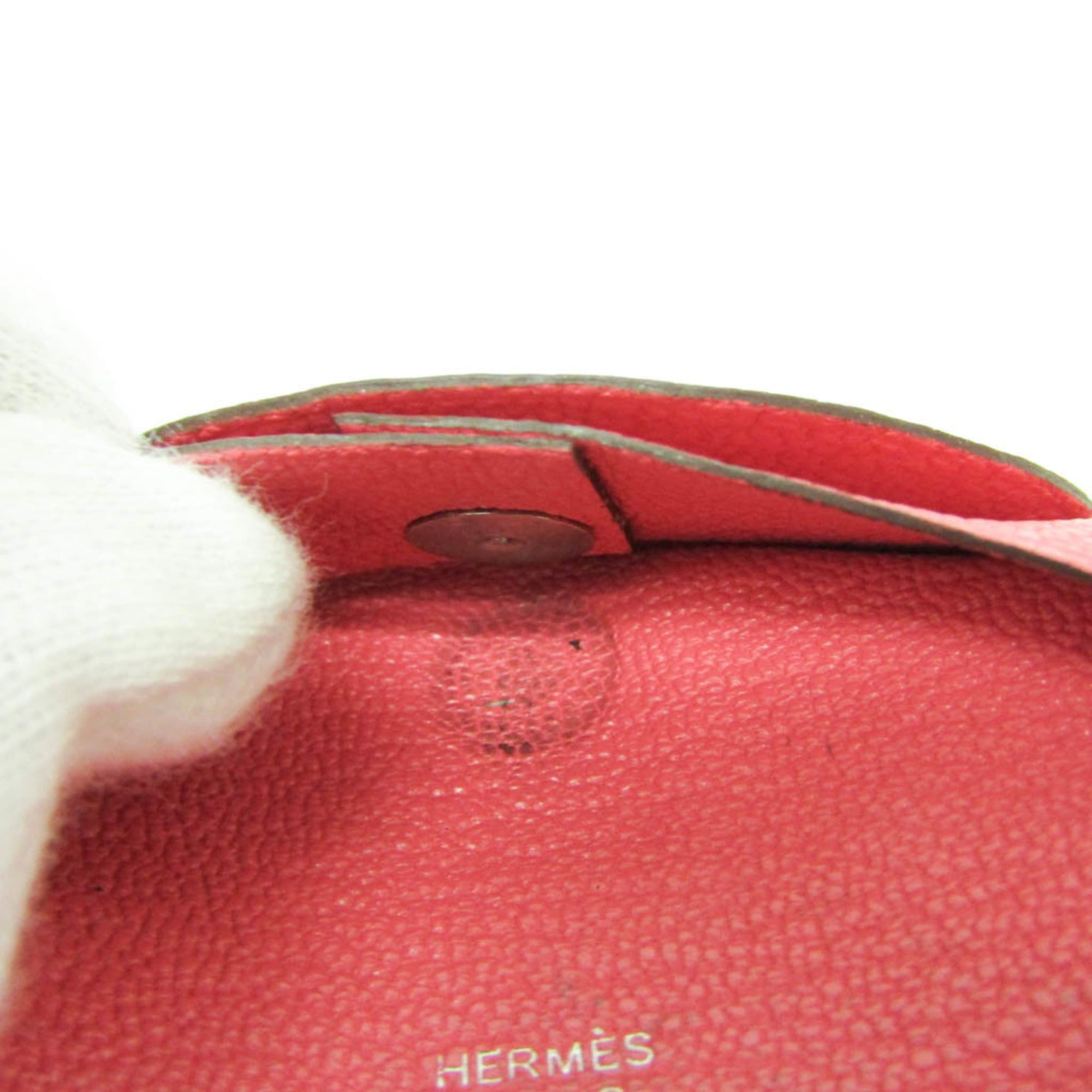 Hermes Hermes Bastia Men,Women Chevre Leather Coin Purse/coin Case Pink Size ONE SIZE - 9 Thumbnail