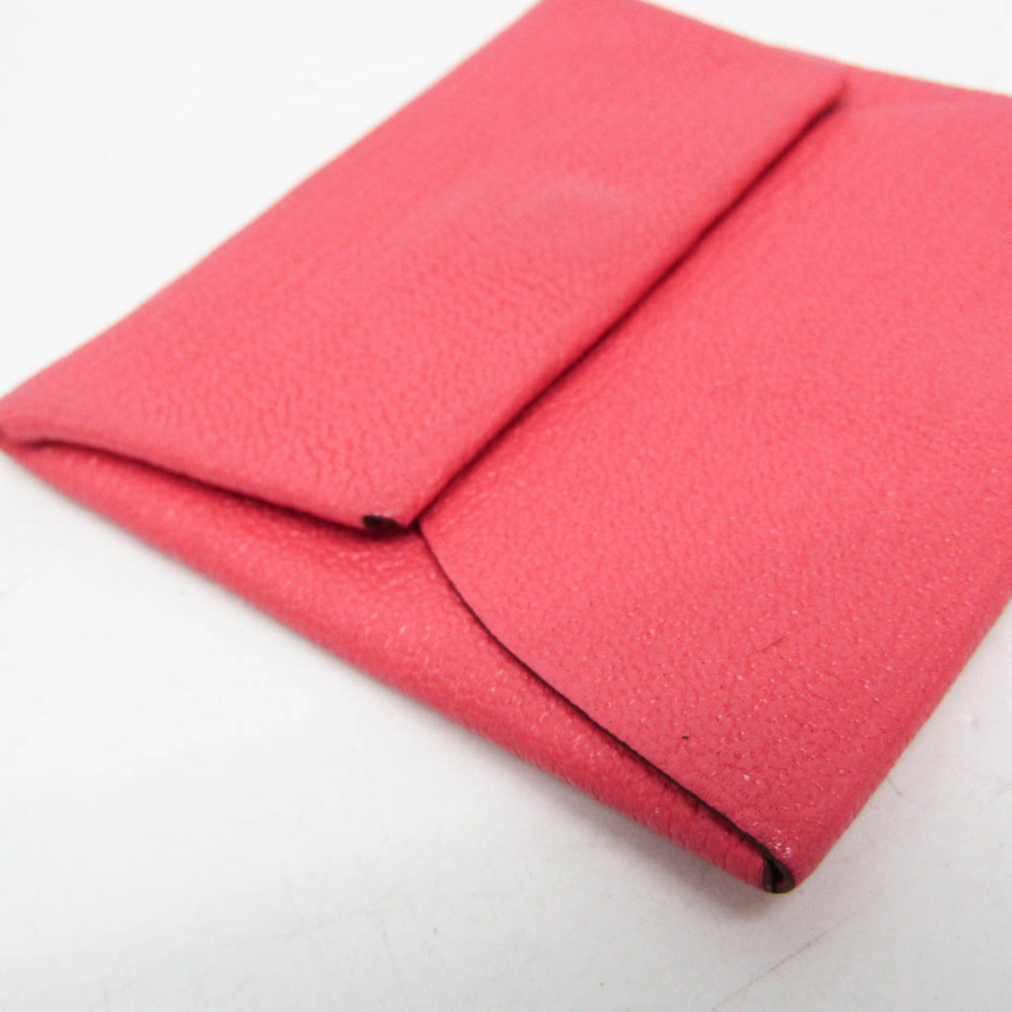 Hermes Hermes Bastia Men,Women Chevre Leather Coin Purse/coin Case Pink Size ONE SIZE - 5 Thumbnail
