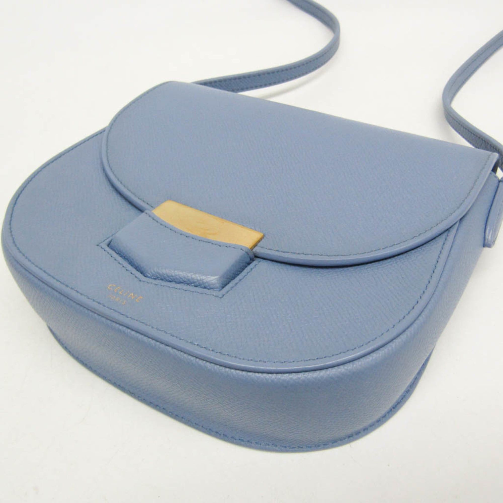 Celine Celine Trotter Medium 179013 Women's Leather Shoulder Bag Light Blue Size ONE SIZE - 4 Thumbnail