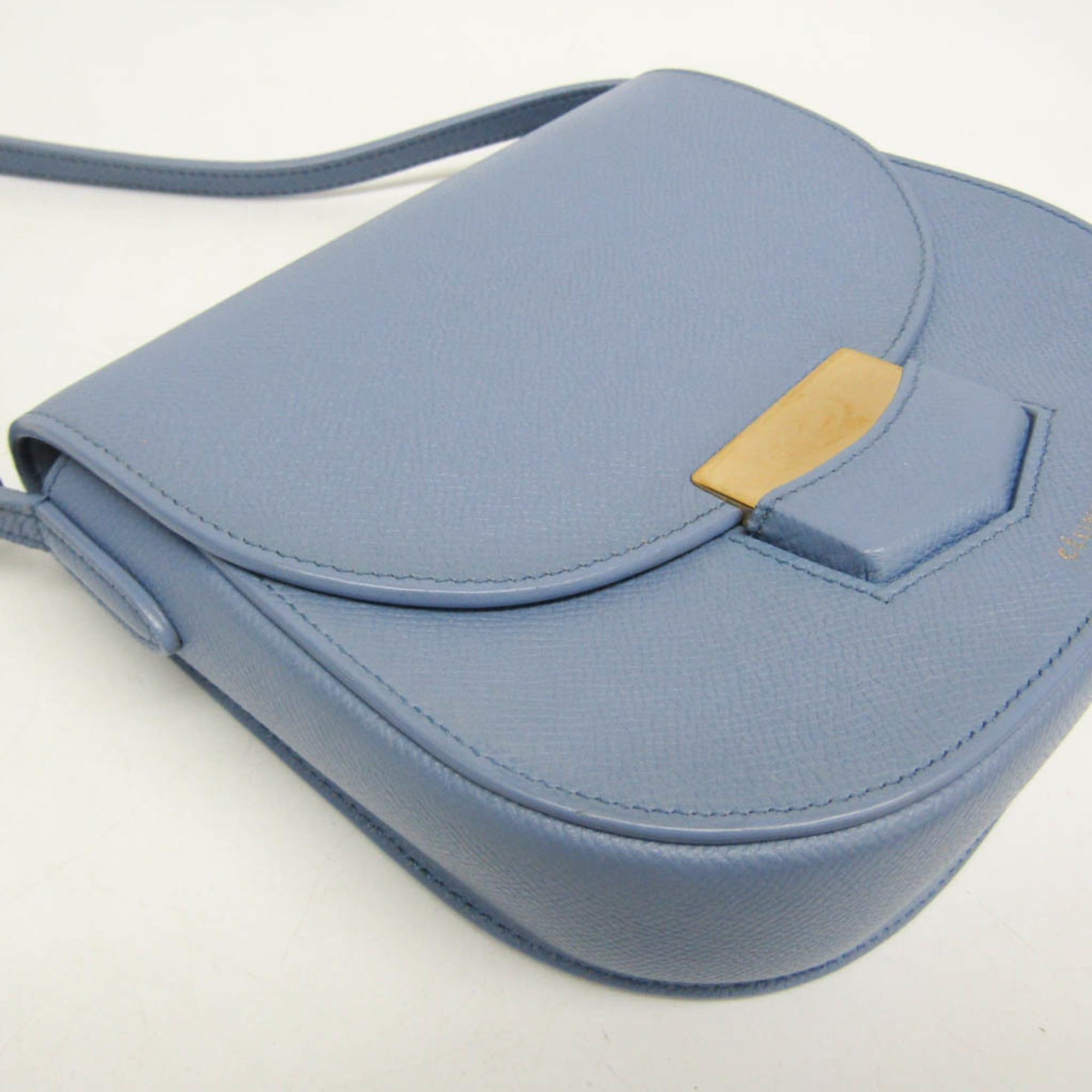 Celine Celine Trotter Medium 179013 Women's Leather Shoulder Bag Light Blue Size ONE SIZE - 5 Thumbnail