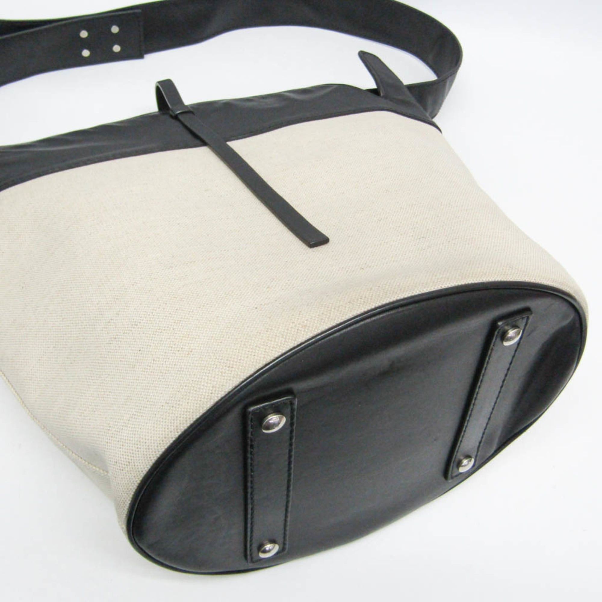 Burberry Burberry Large Bucket Bag Men,Women Canvas,Leather Shoulder Bag Black,Light Beige Size ONE SIZE - 7 Thumbnail