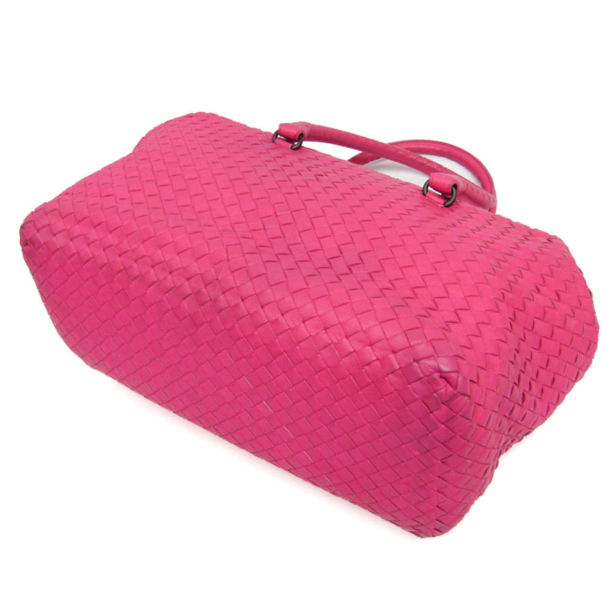 Bottega Veneta Bottega Veneta Intrecciato Women's Leather Boston Bag,Handbag Pink Size ONE SIZE - 8 Thumbnail