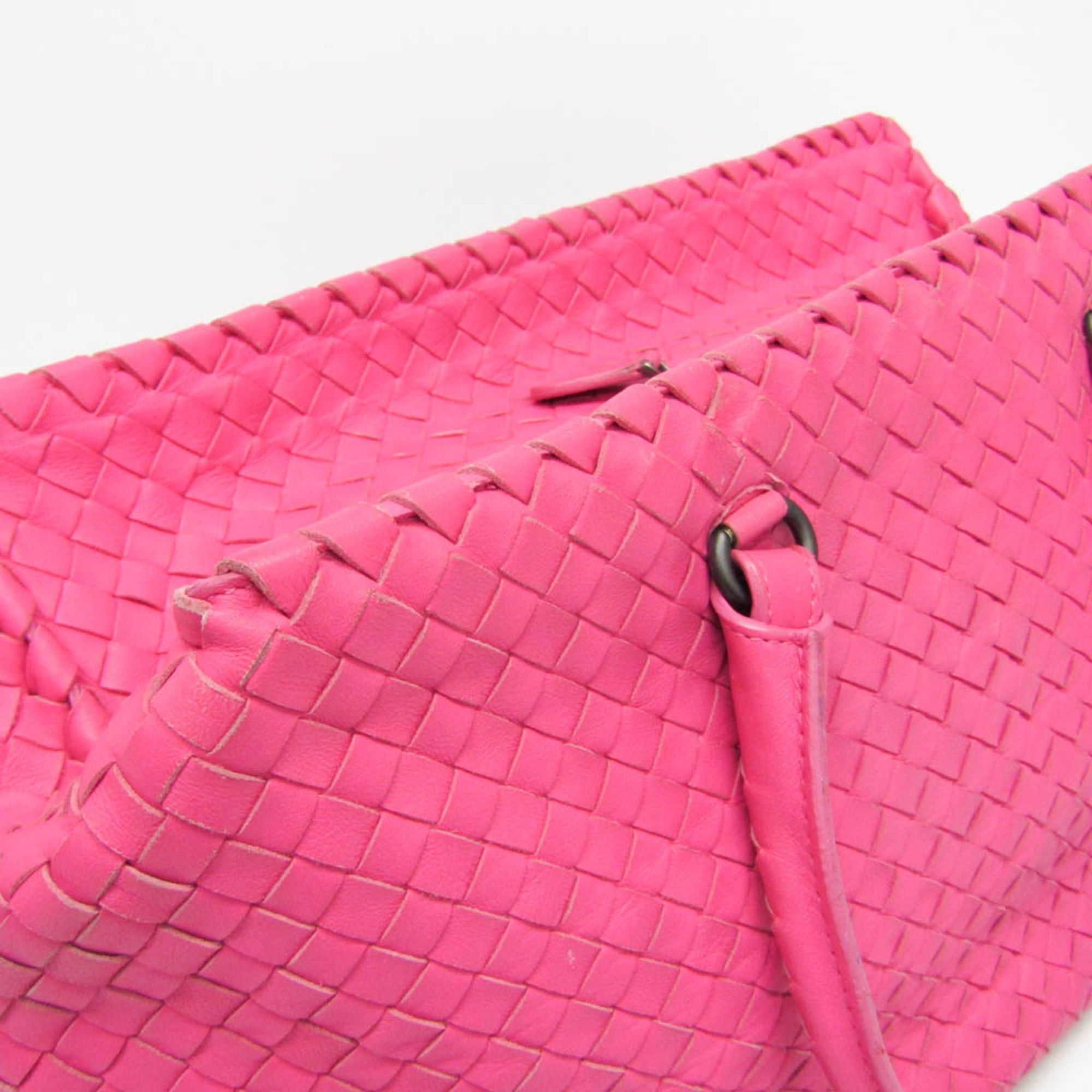 Bottega Veneta Bottega Veneta Intrecciato Women's Leather Boston Bag,Handbag Pink Size ONE SIZE - 7 Thumbnail