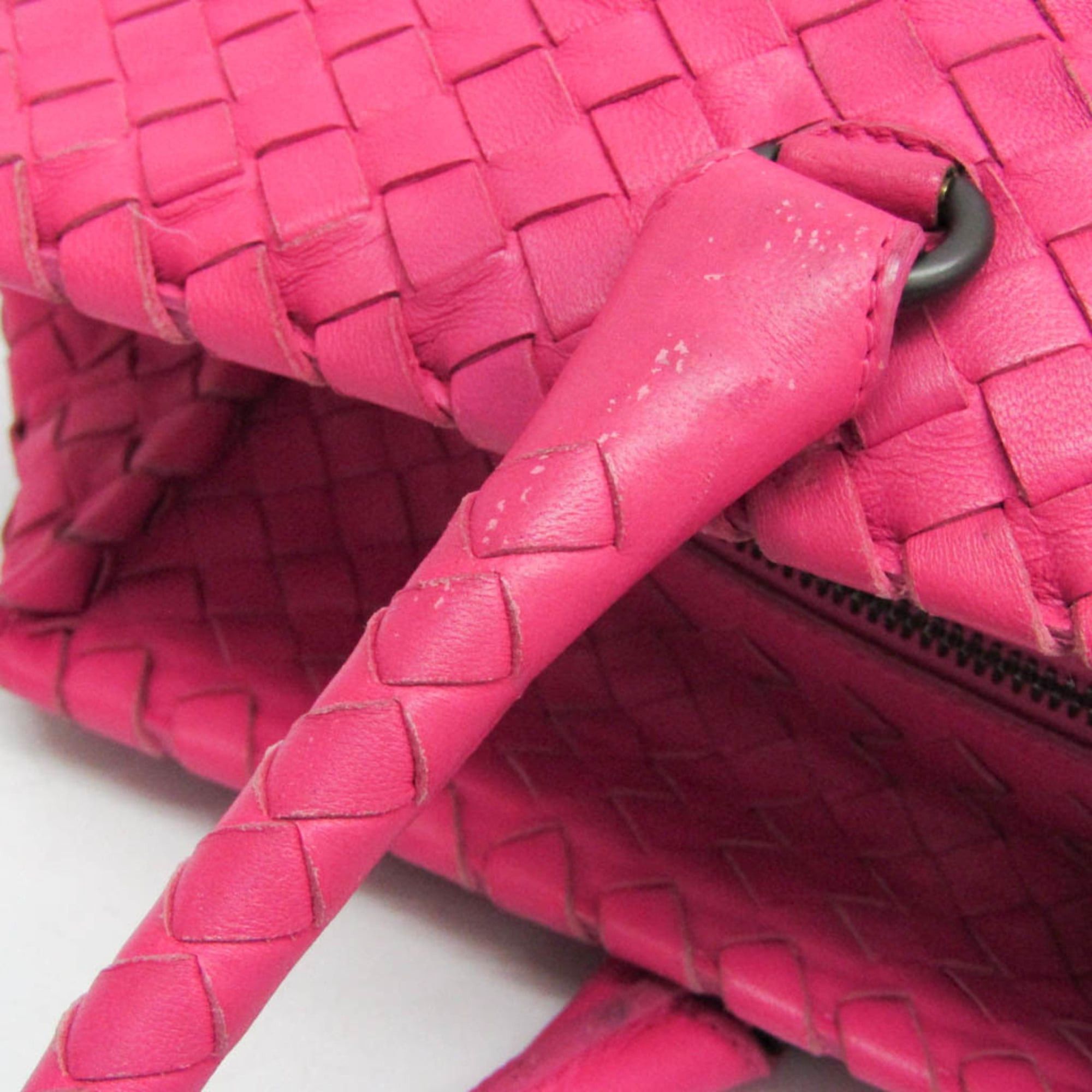 Bottega Veneta Bottega Veneta Intrecciato Women's Leather Boston Bag,Handbag Pink Size ONE SIZE - 12 Thumbnail