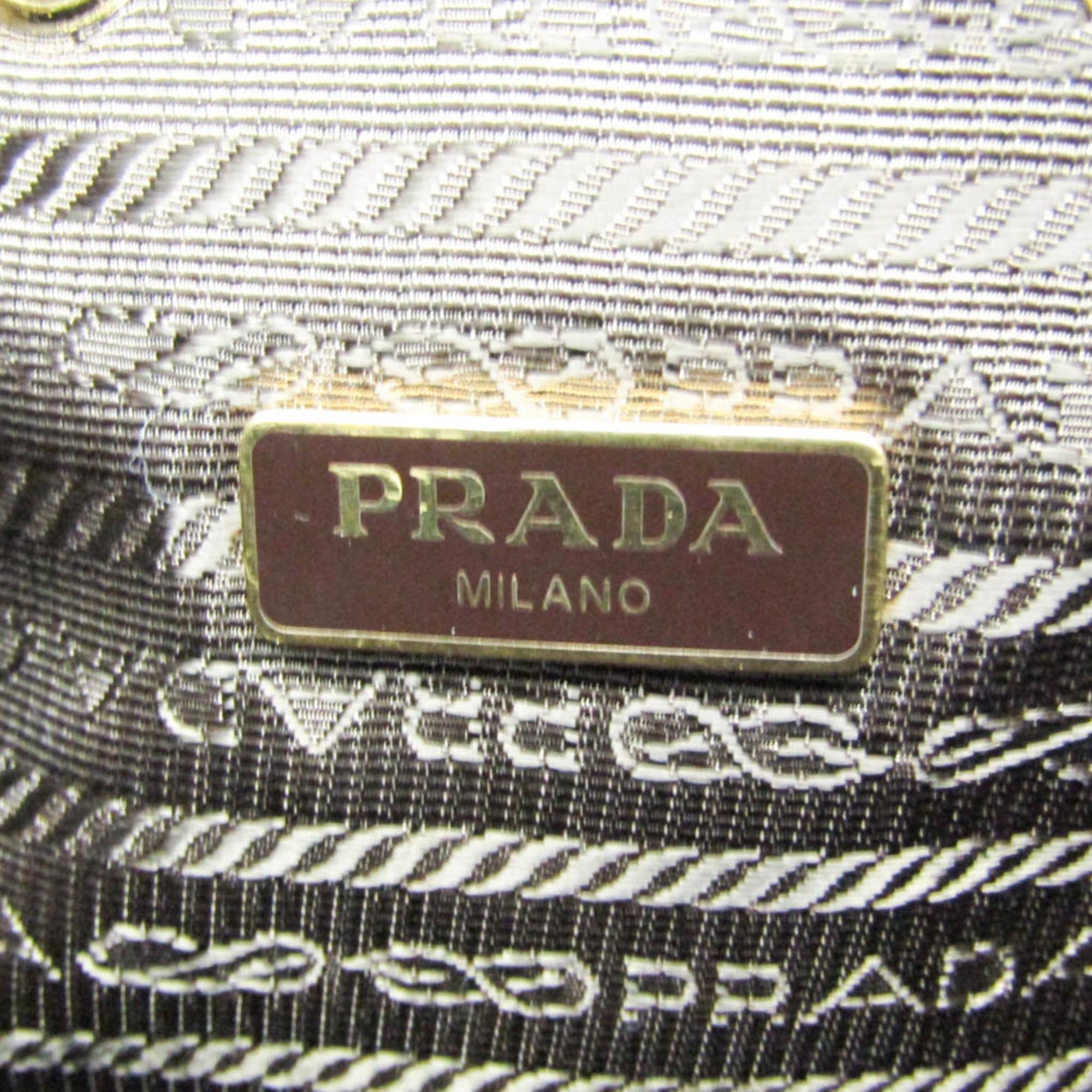 Prada Prada Logo Jacquard Drawstring Bag Women's Leather,Jacquard Handbag,Shoulder Bag Beige Brown,Dark Brown Size ONE SIZE - 10 Thumbnail