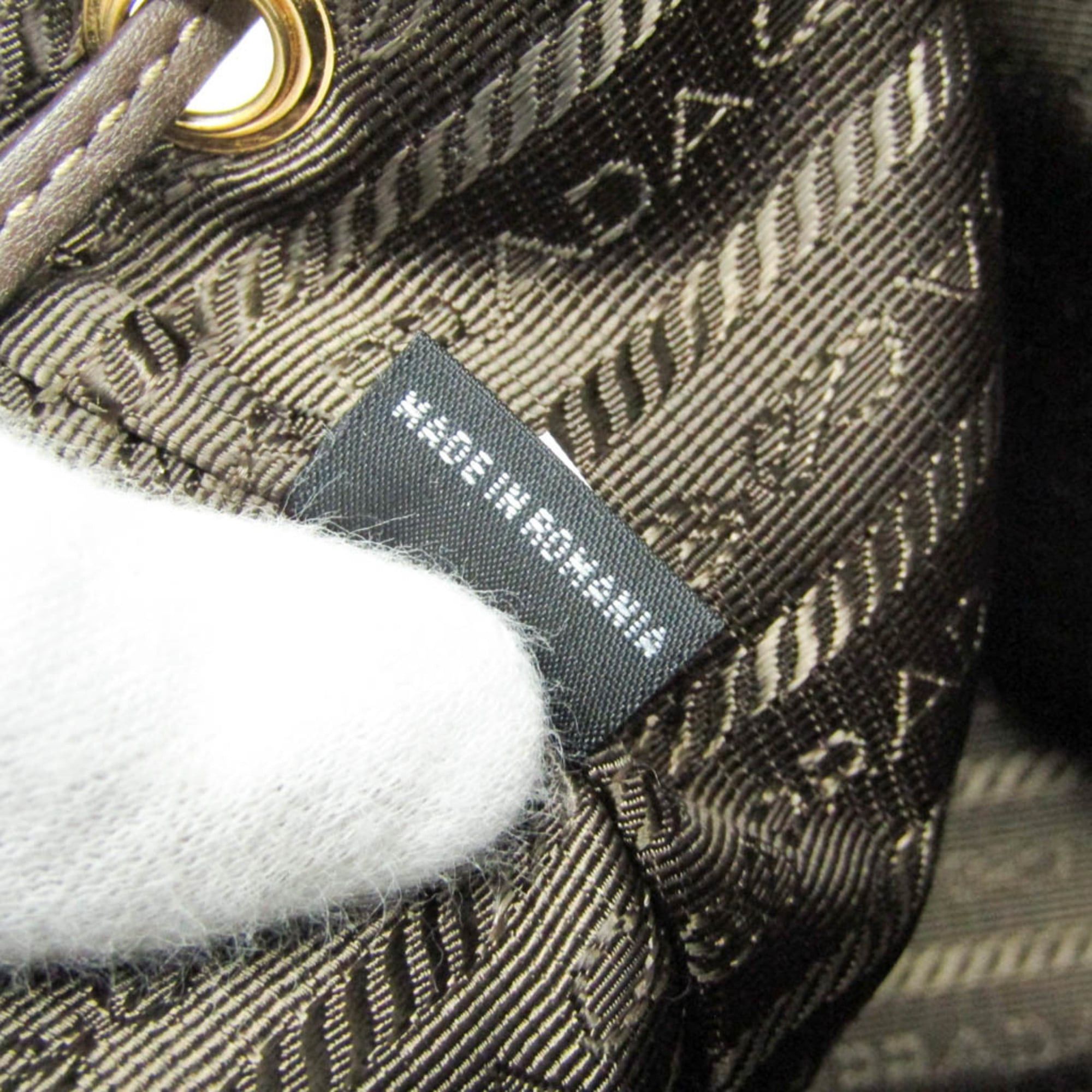 Prada Prada Logo Jacquard Drawstring Bag Women's Leather,Jacquard Handbag,Shoulder Bag Beige Brown,Dark Brown Size ONE SIZE - 11 Thumbnail
