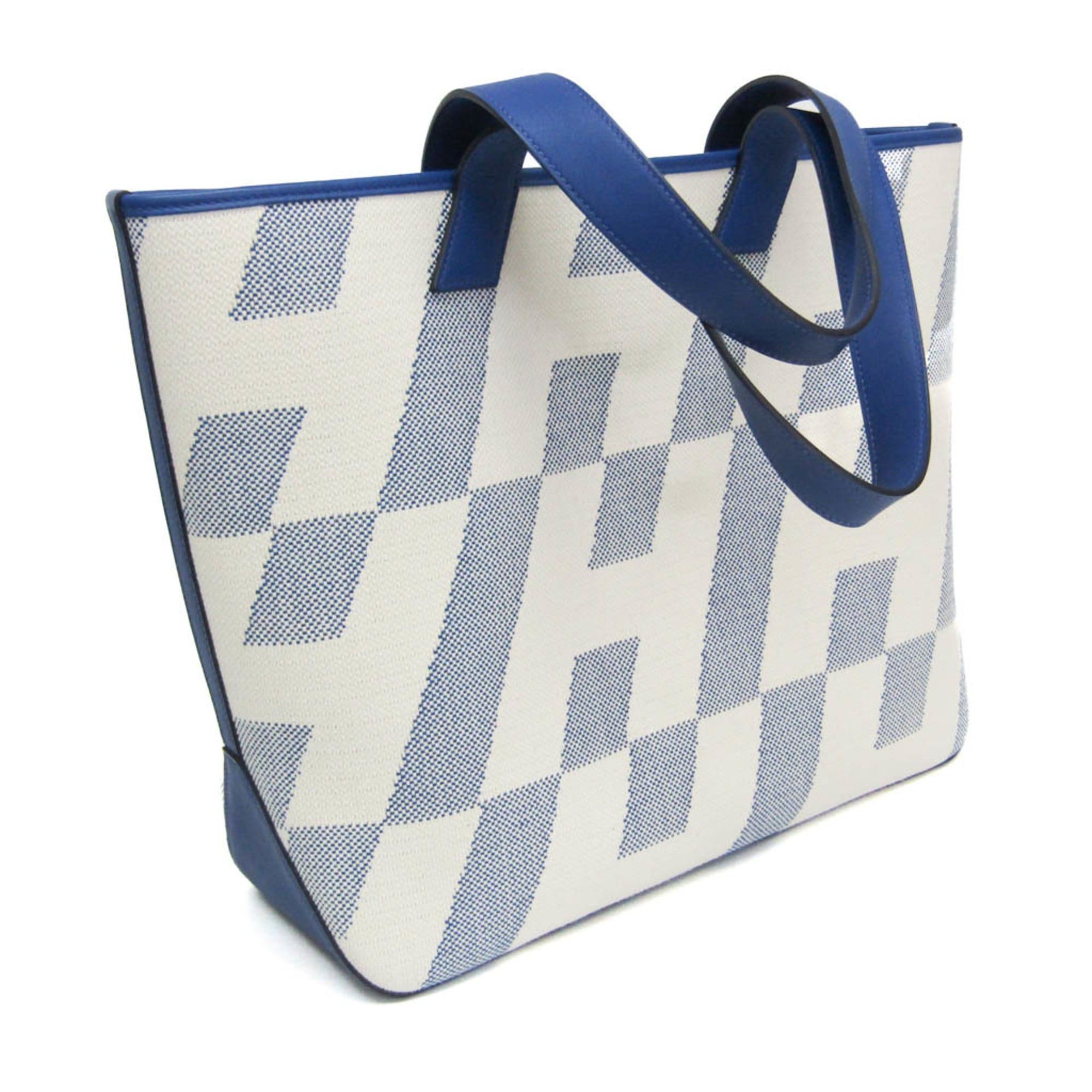 Hermes Hermes Ambie GM Women,Men Toile H,Swift Leather Tote Bag Blue,Off-white Size ONE SIZE - 7 Thumbnail