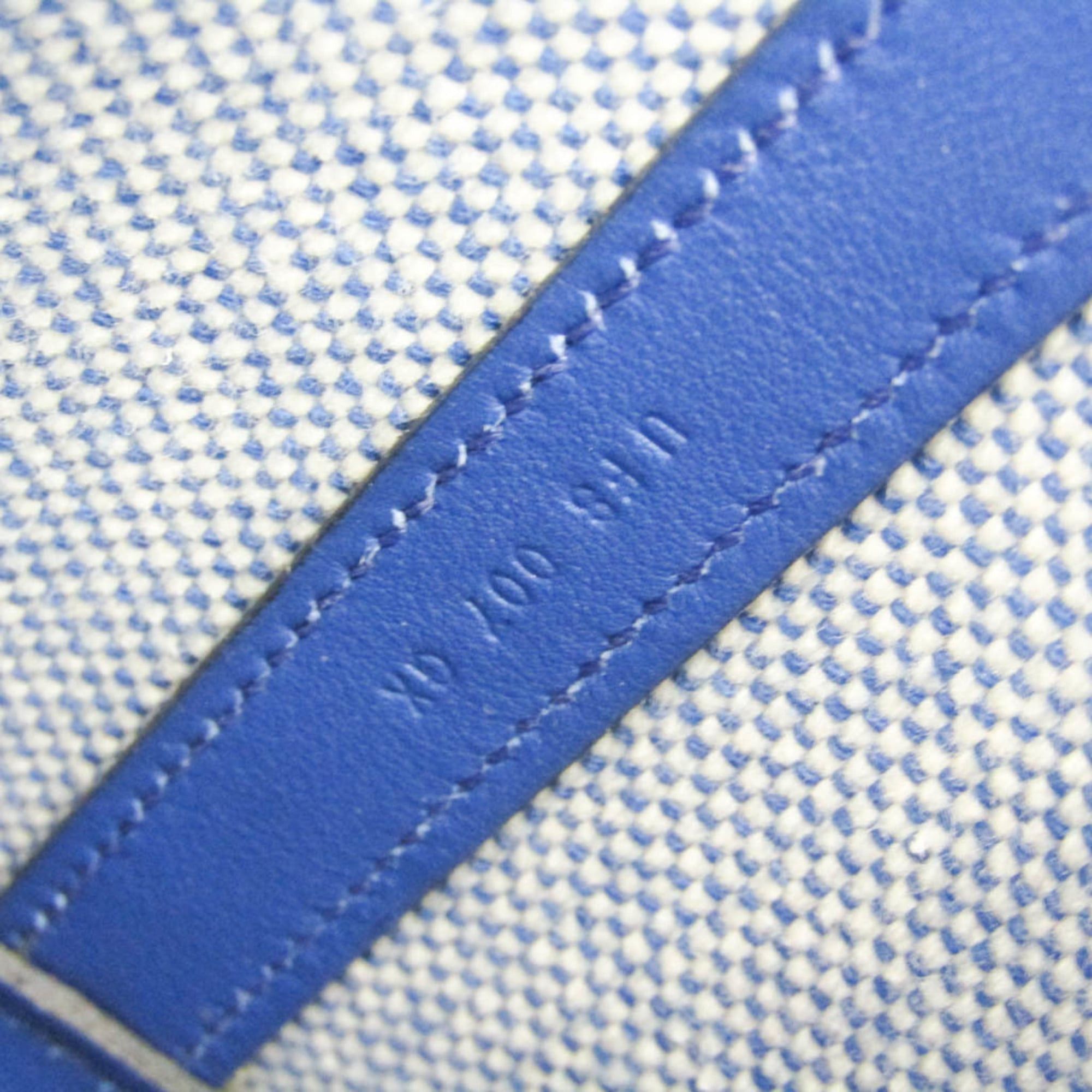 Hermes Hermes Ambie GM Women,Men Toile H,Swift Leather Tote Bag Blue,Off-white Size ONE SIZE - 10 Thumbnail