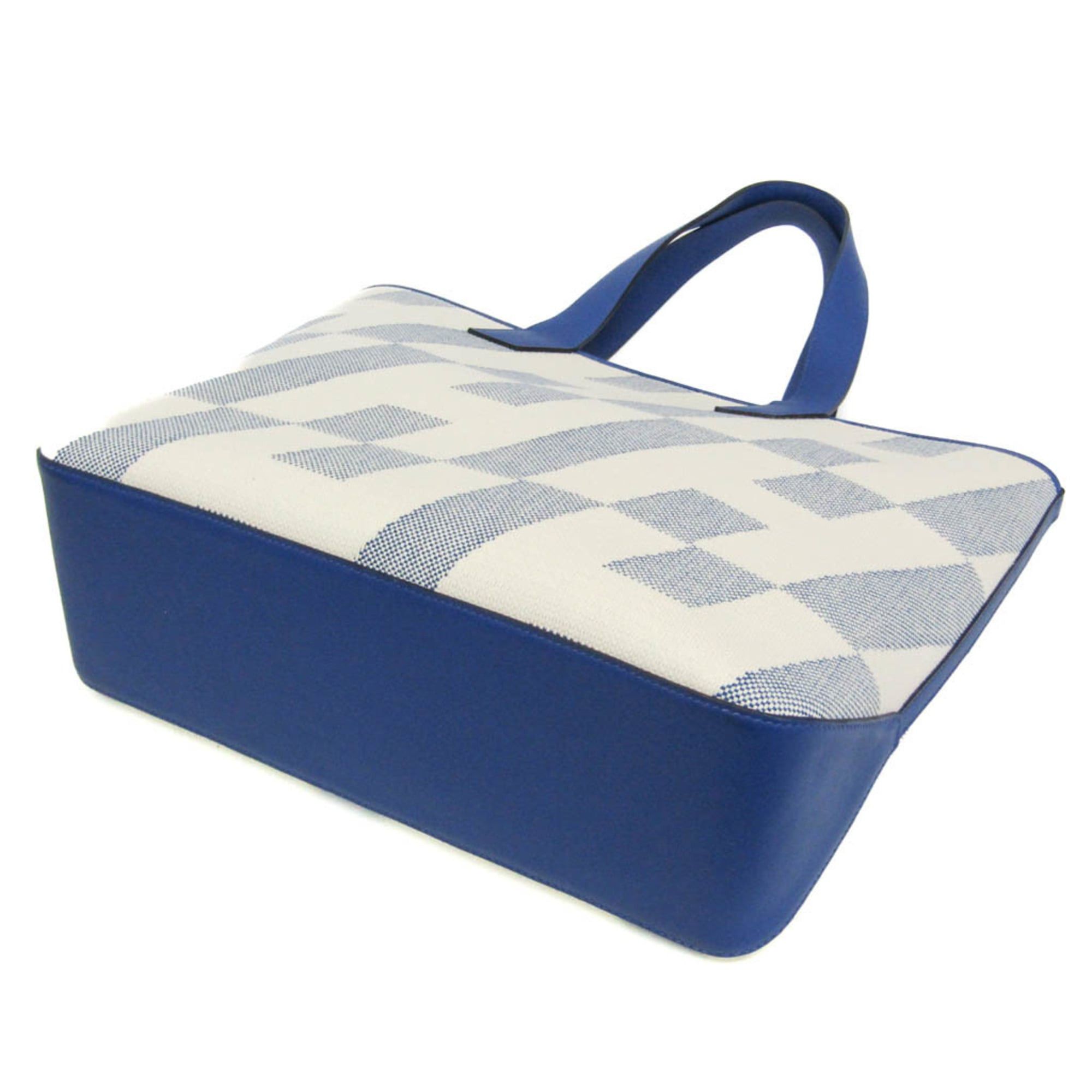 Hermes Hermes Ambie GM Women,Men Toile H,Swift Leather Tote Bag Blue,Off-white Size ONE SIZE - 2 Thumbnail