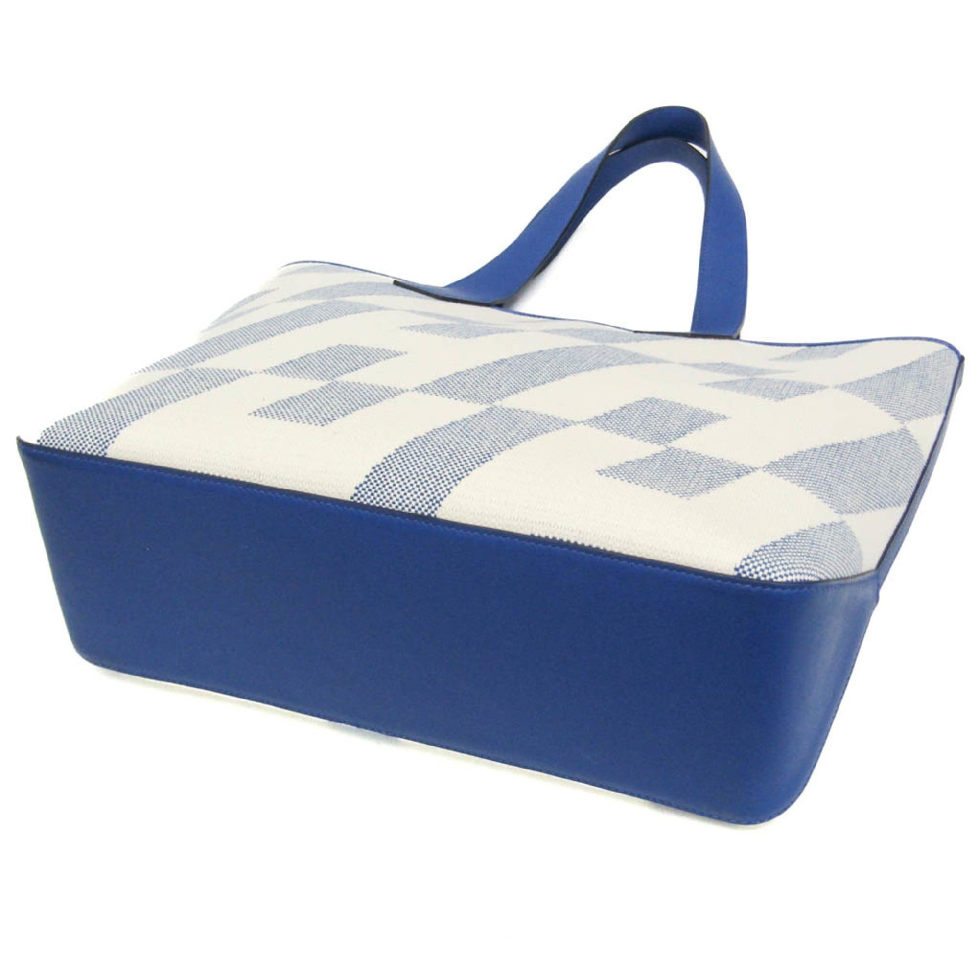Hermes Hermes Ambie GM Women,Men Toile H,Swift Leather Tote Bag Blue,Off-white Size ONE SIZE - 4 Thumbnail
