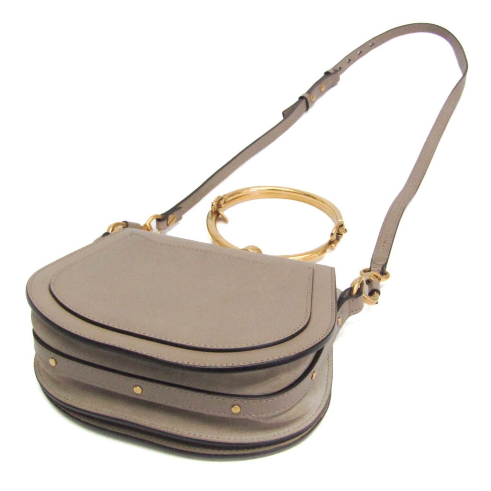 Chloe Chloé Nile Women's Leather,Suede Handbag,Shoulder Bag Grayish Size ONE SIZE - 3 Thumbnail