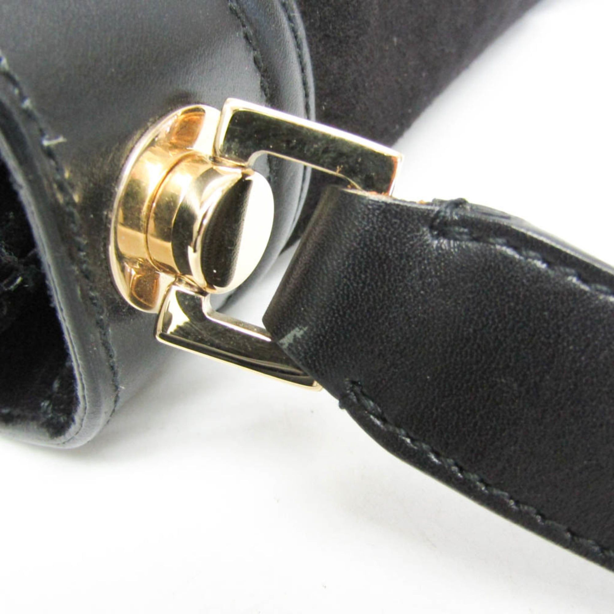 Salvatore Ferragamo Salvatore Ferragamo Gancini AX-21 1820 Women's Leather,Suede Shoulder Bag Black Size ONE SIZE - 11 Thumbnail