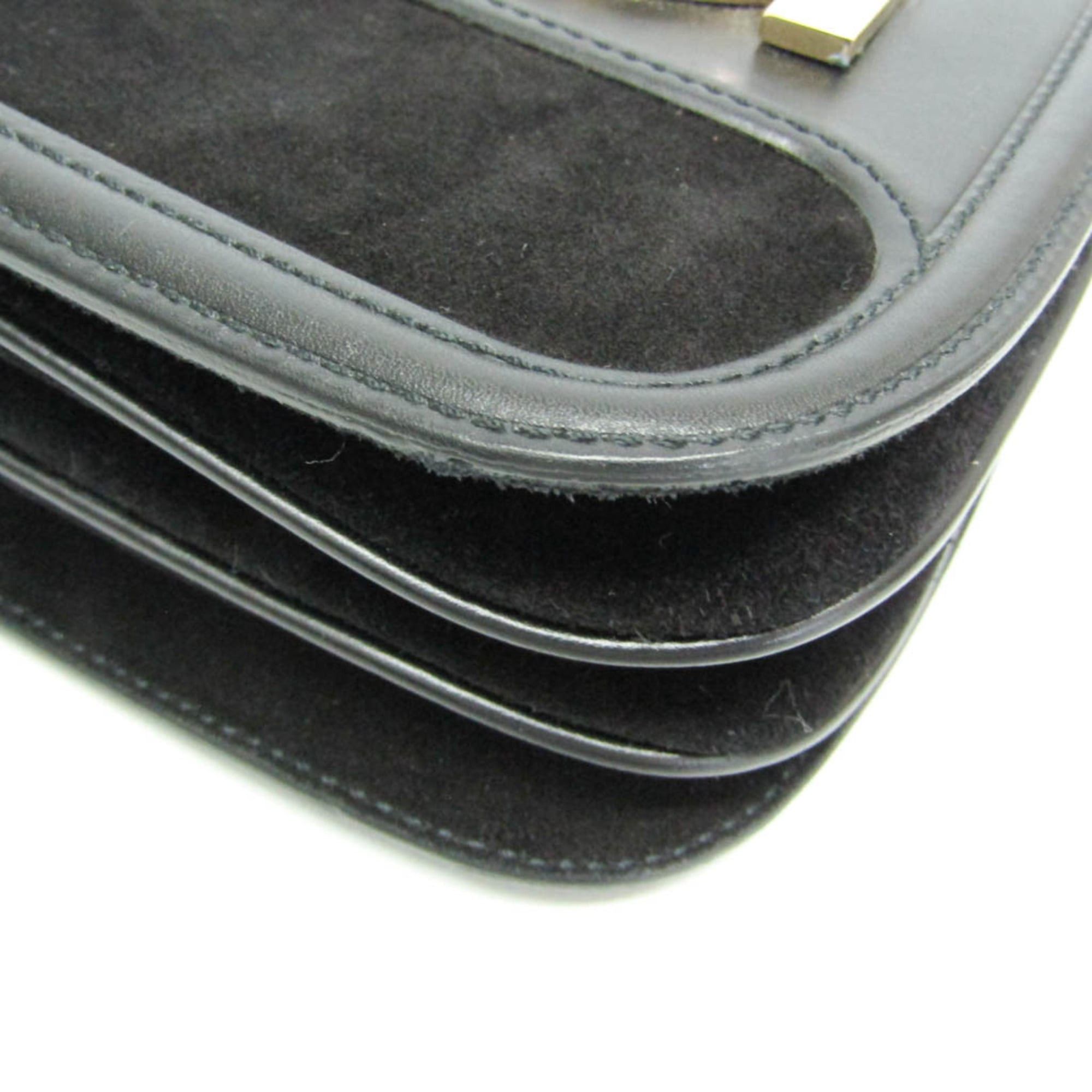 Salvatore Ferragamo Salvatore Ferragamo Gancini AX-21 1820 Women's Leather,Suede Shoulder Bag Black Size ONE SIZE - 6 Thumbnail