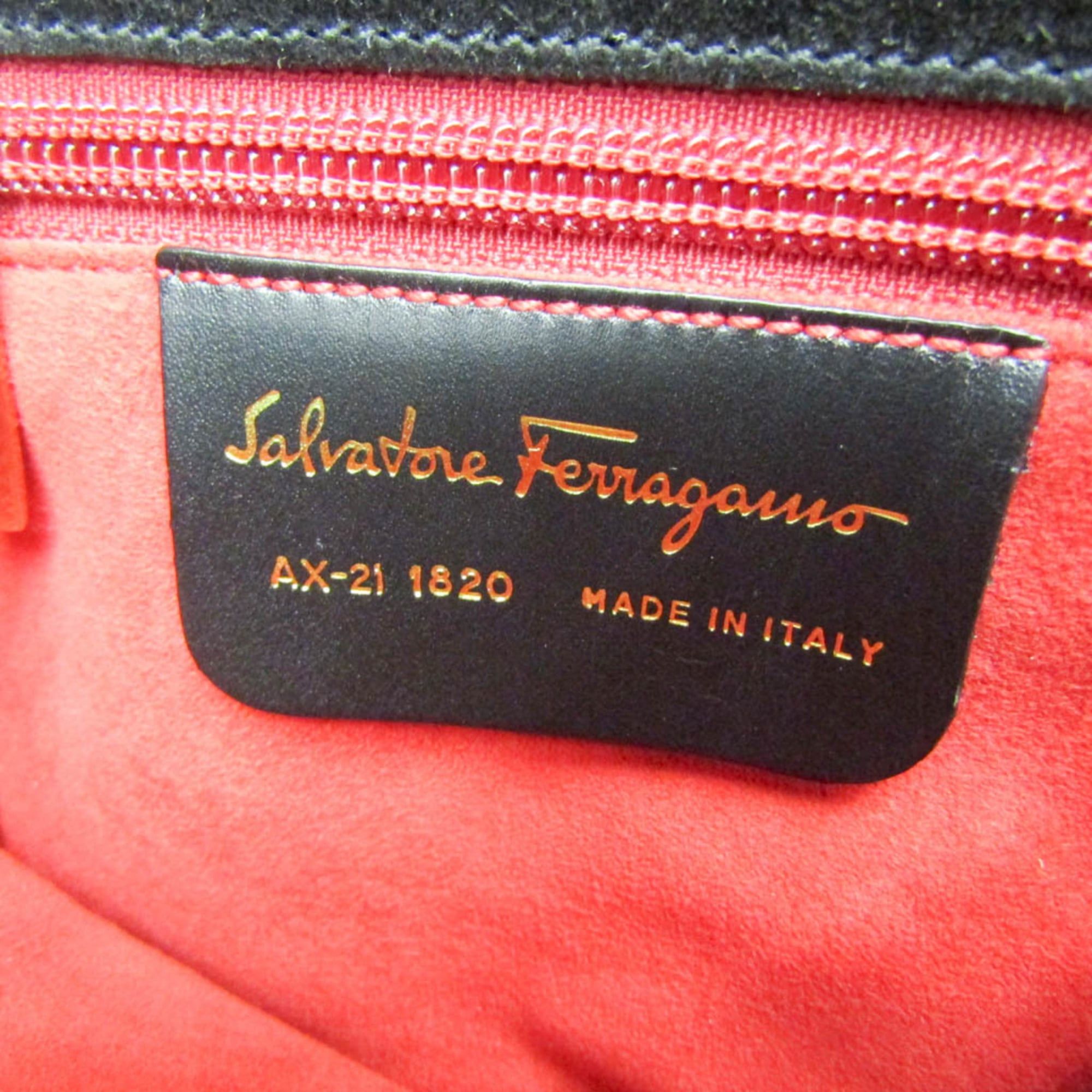 Salvatore Ferragamo Salvatore Ferragamo Gancini AX-21 1820 Women's Leather,Suede Shoulder Bag Black Size ONE SIZE - 14 Thumbnail