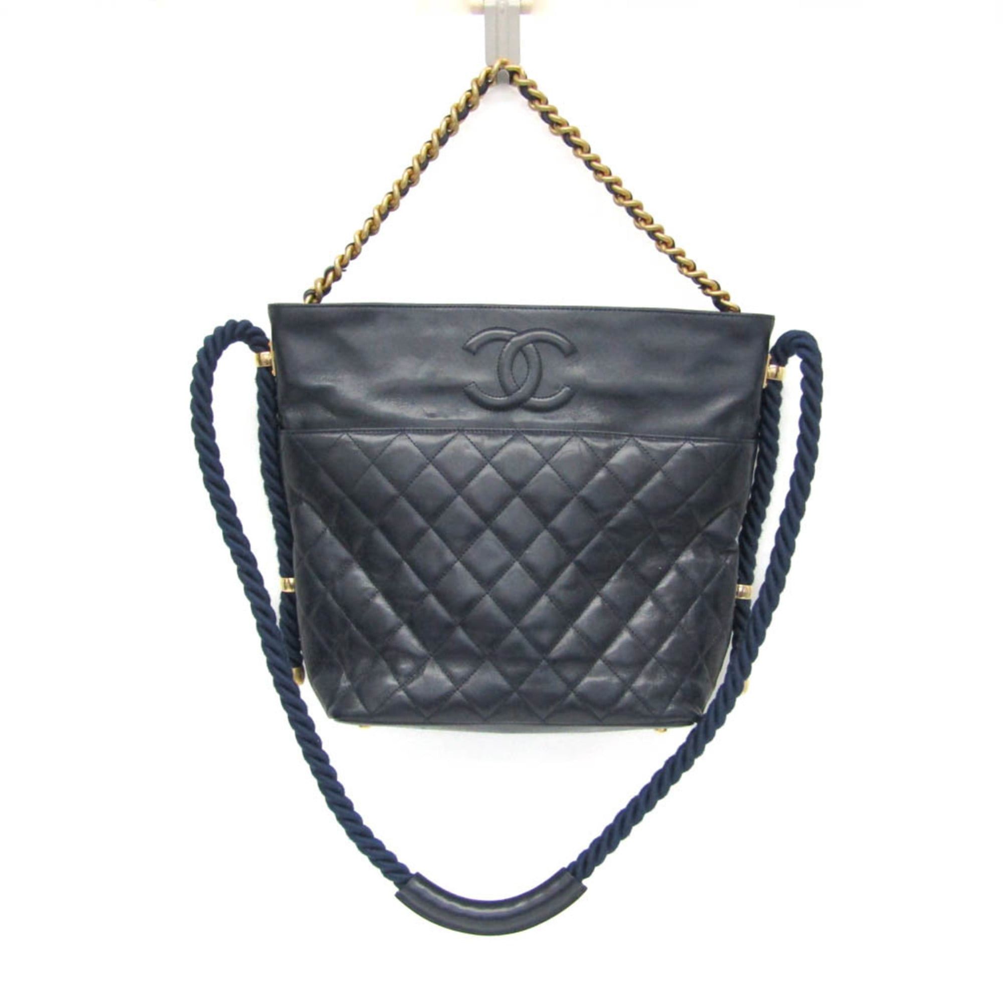 Chanel Chanel Matelasse Chain Handle 2-way Bag Women's Leather Handbag,Shoulder Bag Navy Size ONE SIZE - 2 Thumbnail