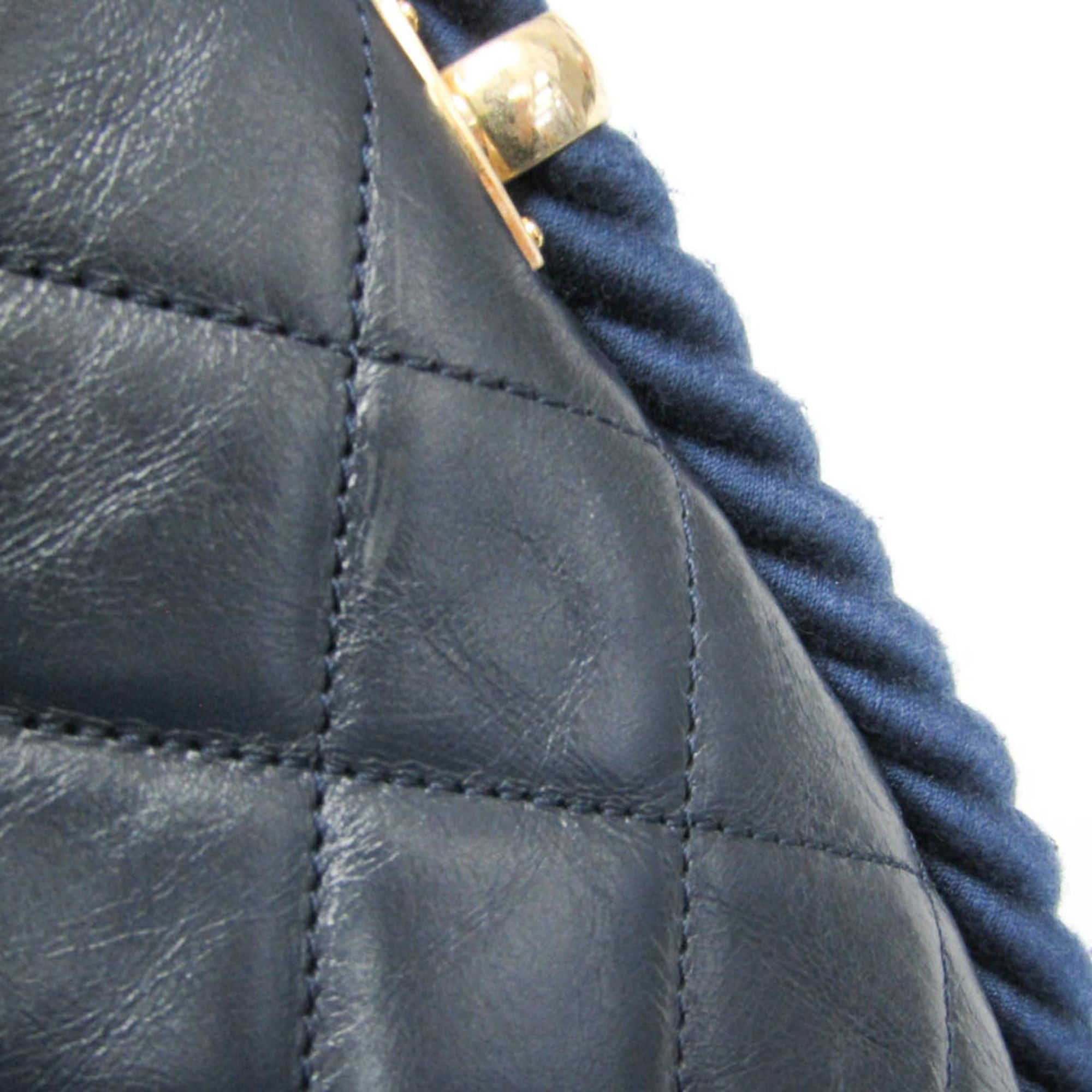 Chanel Chanel Matelasse Chain Handle 2-way Bag Women's Leather Handbag,Shoulder Bag Navy Size ONE SIZE - 8 Thumbnail