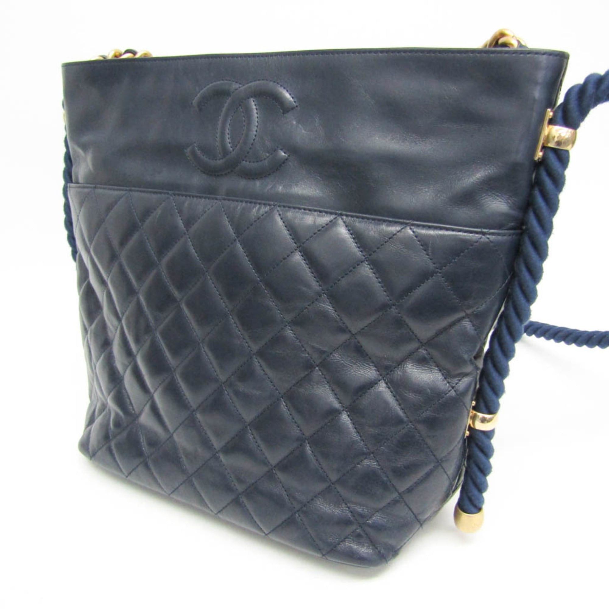 Chanel Chanel Matelasse Chain Handle 2-way Bag Women's Leather Handbag,Shoulder Bag Navy Size ONE SIZE - 11 Thumbnail