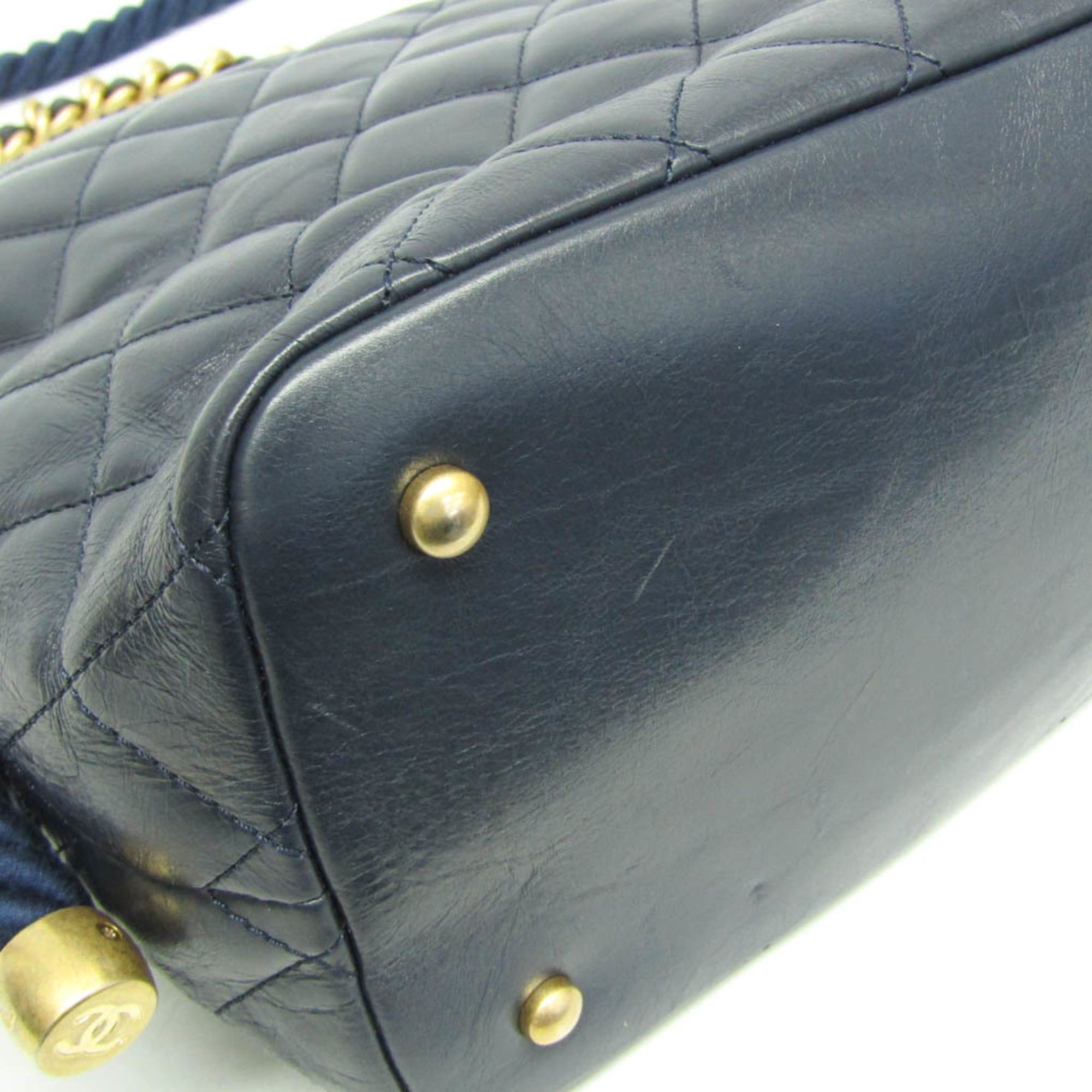 Chanel Chanel Matelasse Chain Handle 2-way Bag Women's Leather Handbag,Shoulder Bag Navy Size ONE SIZE - 6 Thumbnail