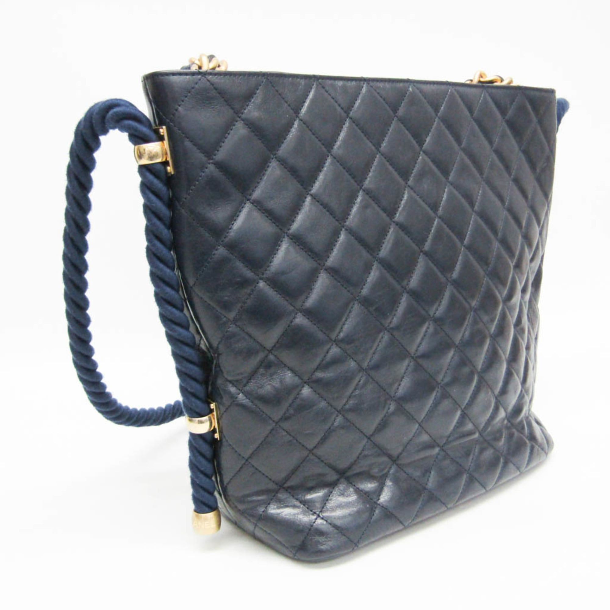 Chanel Chanel Matelasse Chain Handle 2-way Bag Women's Leather Handbag,Shoulder Bag Navy Size ONE SIZE - 12 Thumbnail
