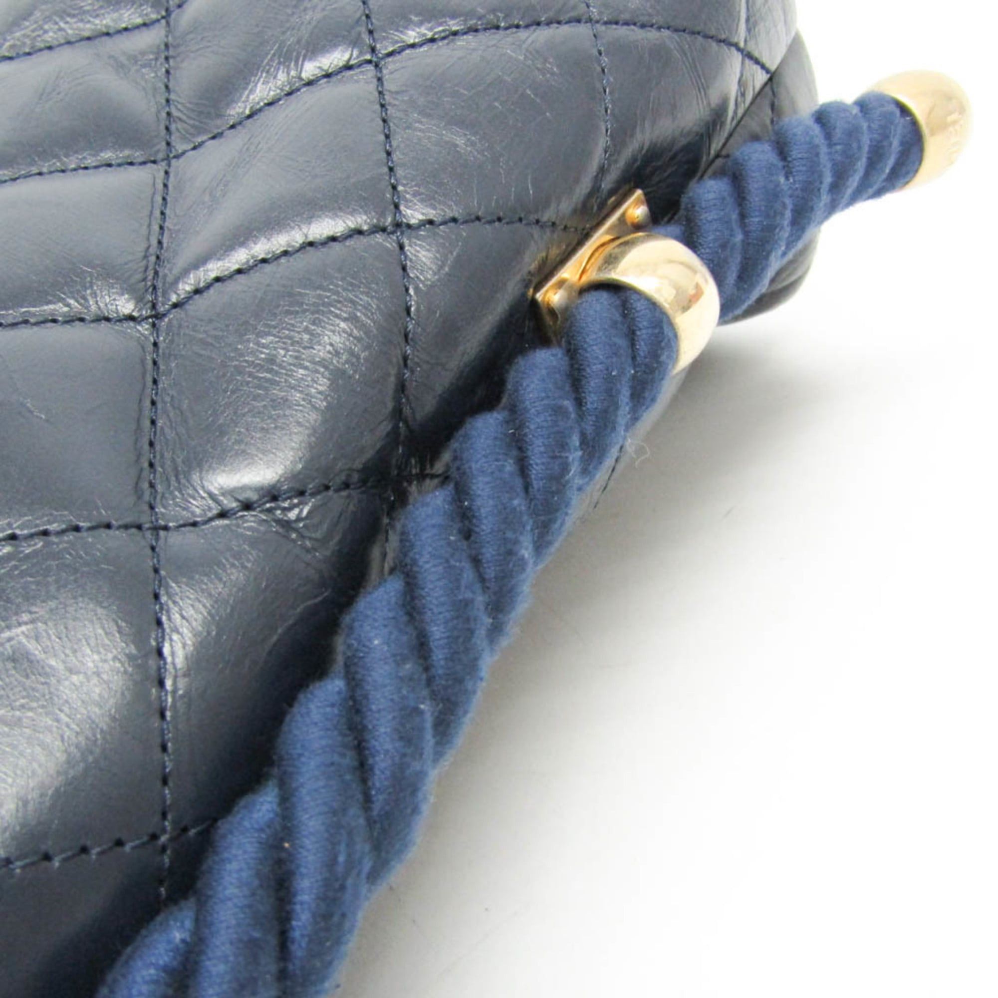 Chanel Chanel Matelasse Chain Handle 2-way Bag Women's Leather Handbag,Shoulder Bag Navy Size ONE SIZE - 14 Thumbnail