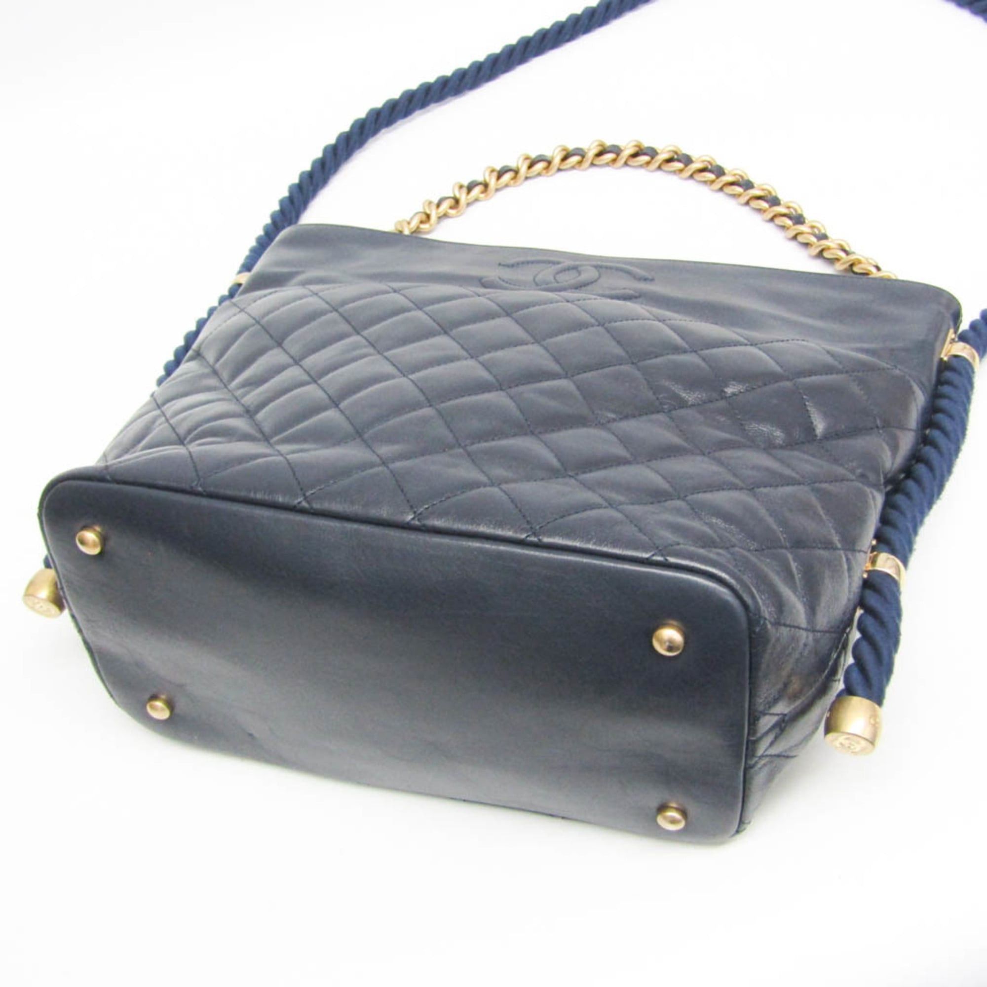 Chanel Chanel Matelasse Chain Handle 2-way Bag Women's Leather Handbag,Shoulder Bag Navy Size ONE SIZE - 5 Thumbnail