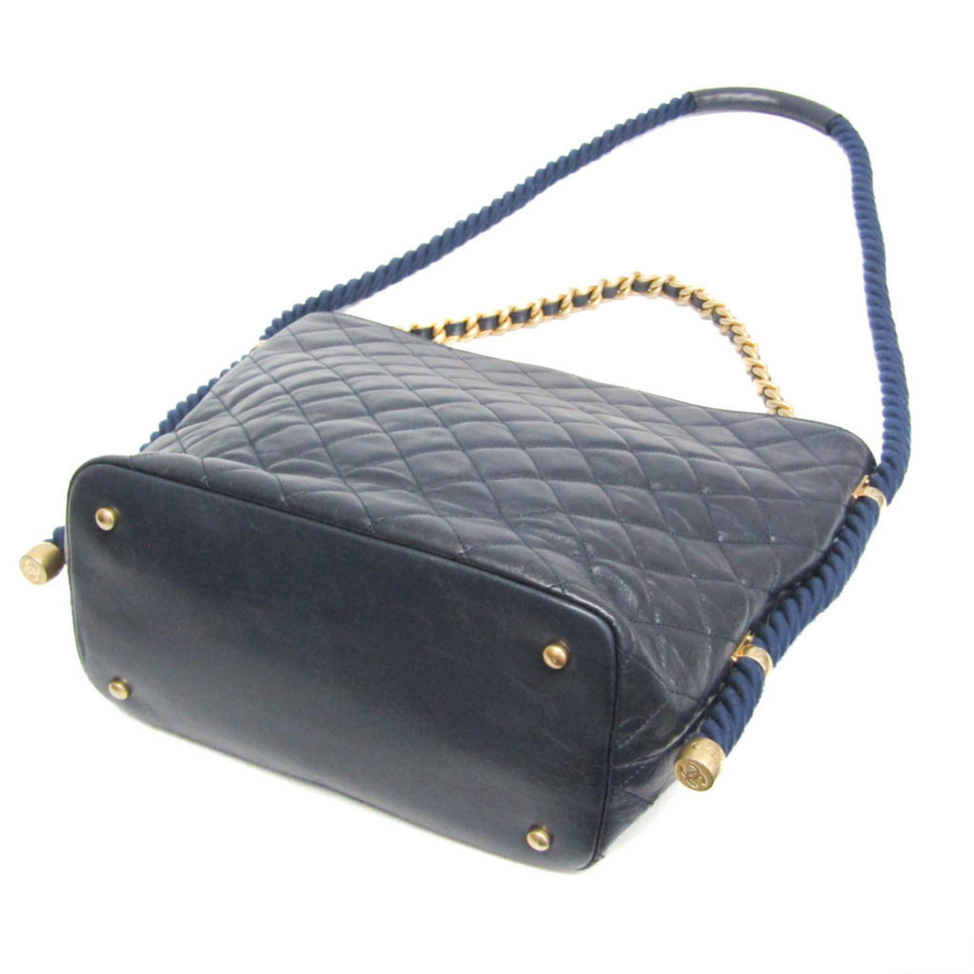 Chanel Chanel Matelasse Chain Handle 2-way Bag Women's Leather Handbag,Shoulder Bag Navy Size ONE SIZE - 3 Thumbnail