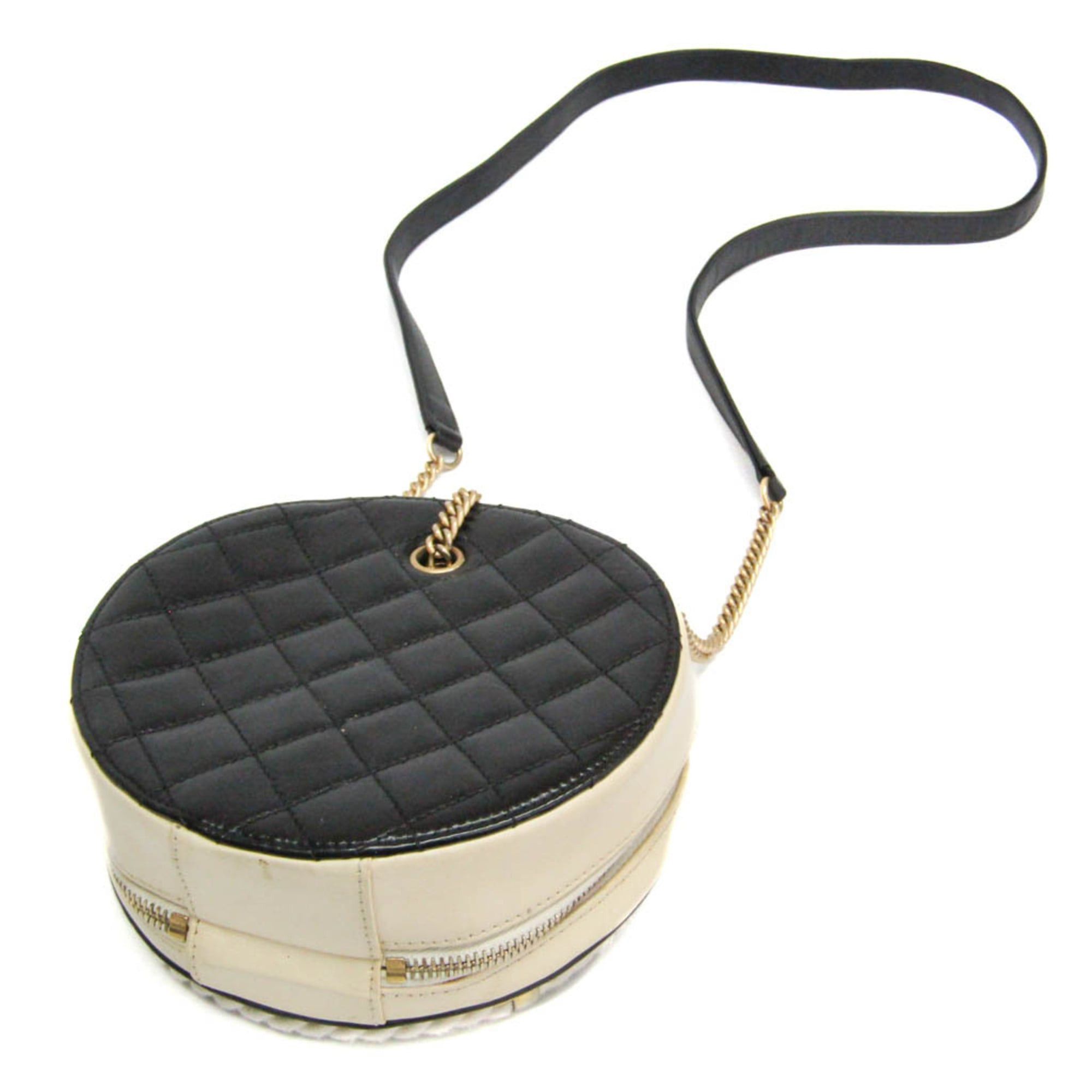 Chanel Chanel Coco Mark Round Chain Shoulder Bag Women's Leather Handbag,Shoulder Bag Black,Light Beige Size ONE SIZE - 3 Thumbnail