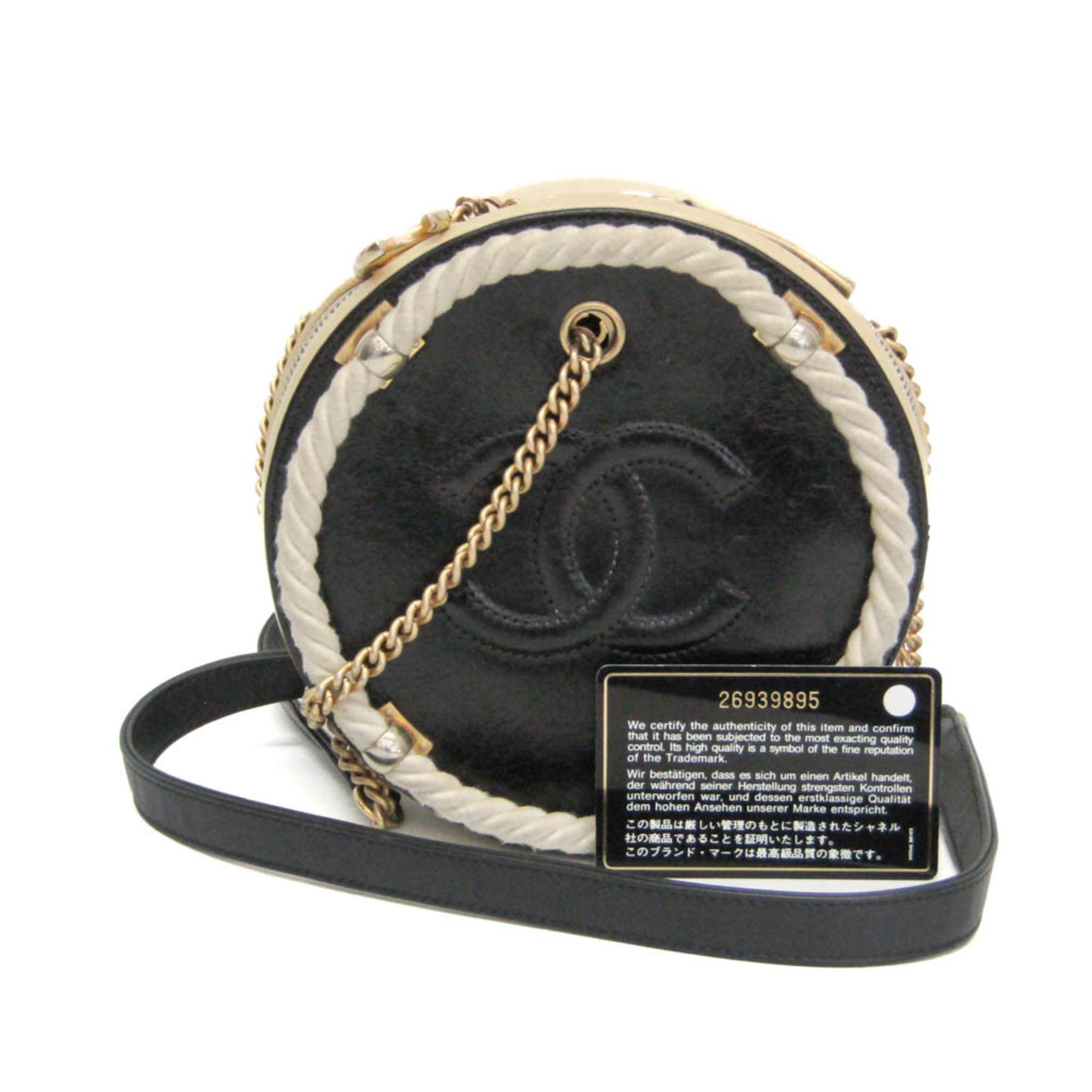 Chanel Chanel Coco Mark Round Chain Shoulder Bag Women's Leather Handbag,Shoulder Bag Black,Light Beige Size ONE SIZE - 2 Thumbnail