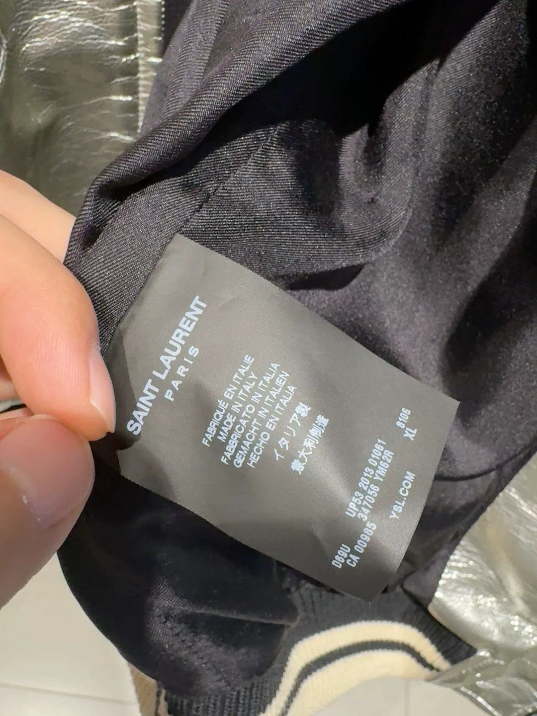 Saint Laurent Paris Saint Laurent Silver Baseball Jacket XL Size US XL / EU 56 / 4 - 4 Thumbnail